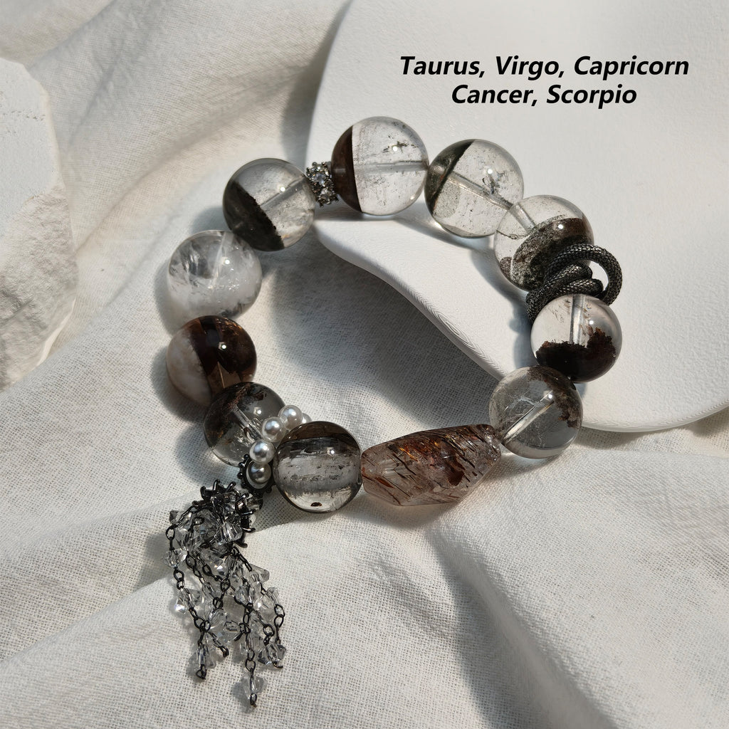 JOXOZP 15mm Natural Green Phantom Quartz Bracelet｜Eco-Wealth Healing Stones｜Sustainable Growth System + Valentine's Harvest Pact Gift