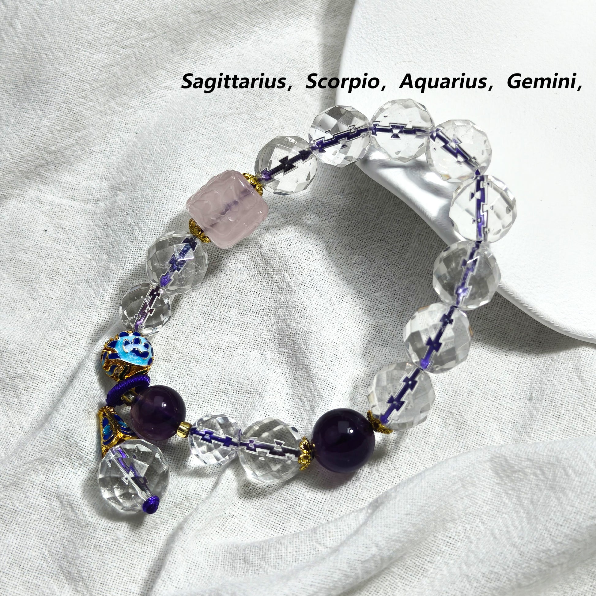 JOXOZP Natural 12mm Amethyst &amp; Artisan Glass Bead Bracelet｜Spiritual Shield &amp; Creative Flow｜Healing Stones Gift + DIY Energy Jewelry