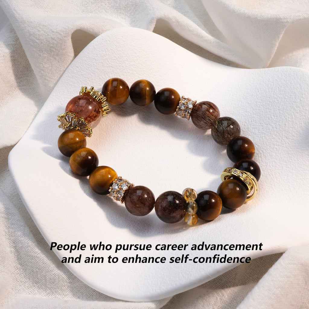 JOXOZP Natural 10mm Super Seven &amp; Golden Tiger's Eye Bracelet | High-Vibration Healing Stones ComboPremium Crystal Gift for Professionals