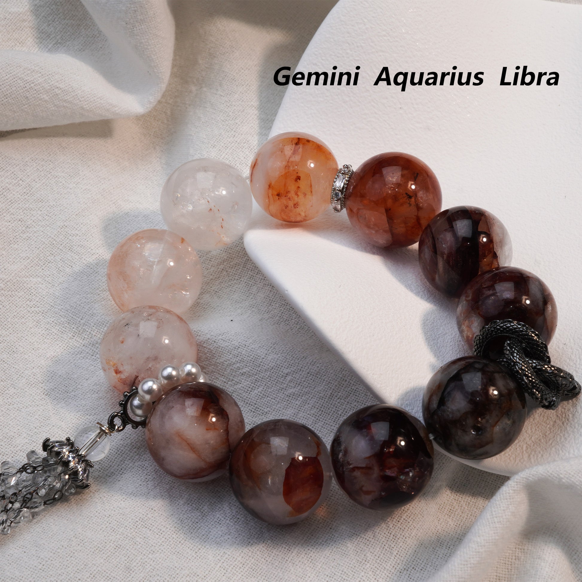 JOXOZP Natural Phantom Quartz Crystal Bracelet | Healing Stones/Energy Crystals/Crystal Gifts &amp; DIY | Energy Shielding &amp; Emotional Balance