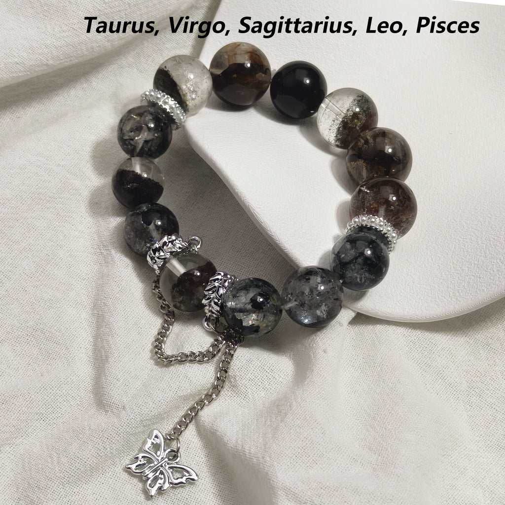 JOXOZP 14mm Natural Green Phantom & Hematite Bracelet｜Quantum Wealth Topology Healing Stones｜Wall Street Abundance System + Valentine's Prosperity Pact Gift