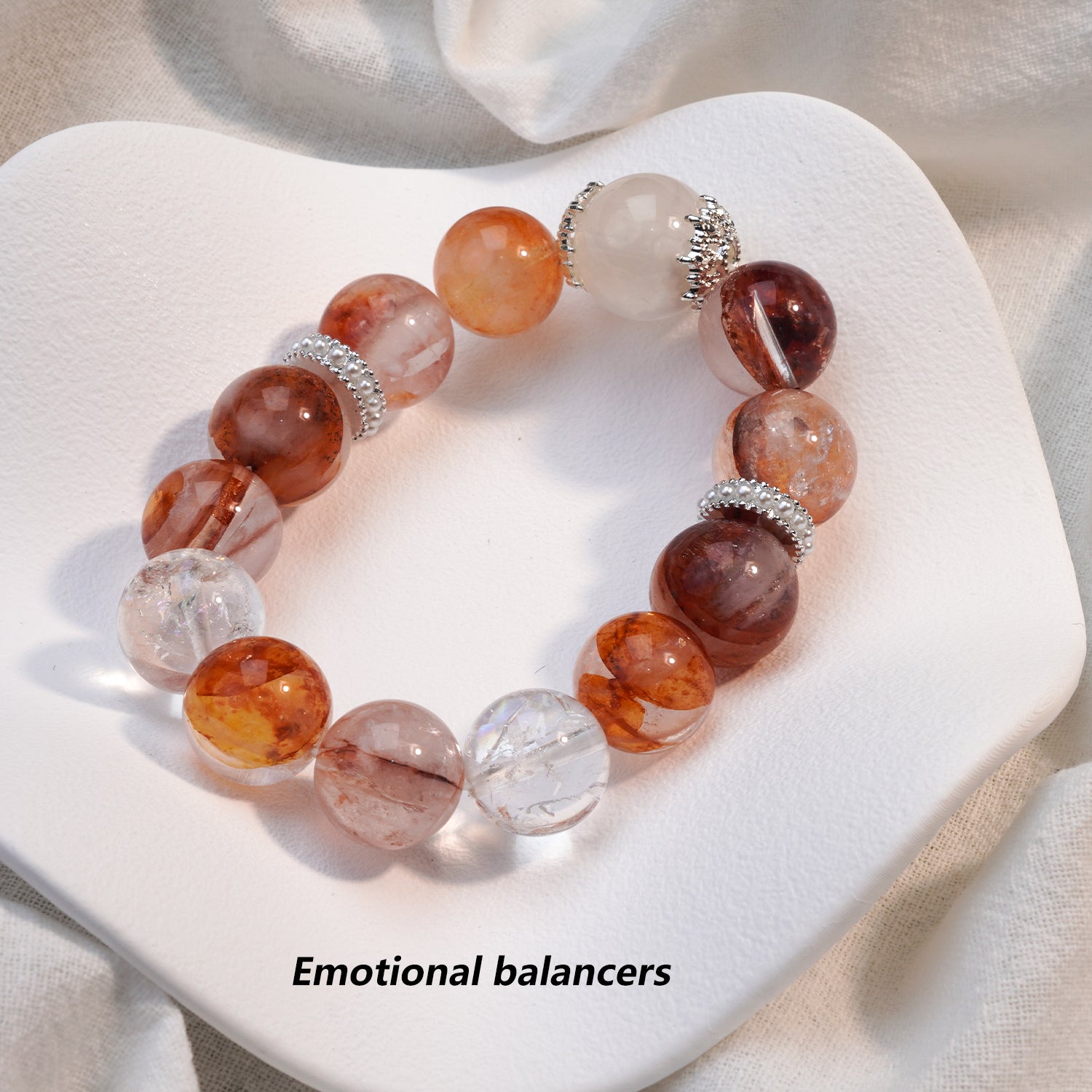 JOXOZP 15mm Natural Clear Quartz & Hematite Bracelet｜Quantum Purification Healing Stones｜Executive Decision Filter + Valentine's Chrono-Contract Gift
