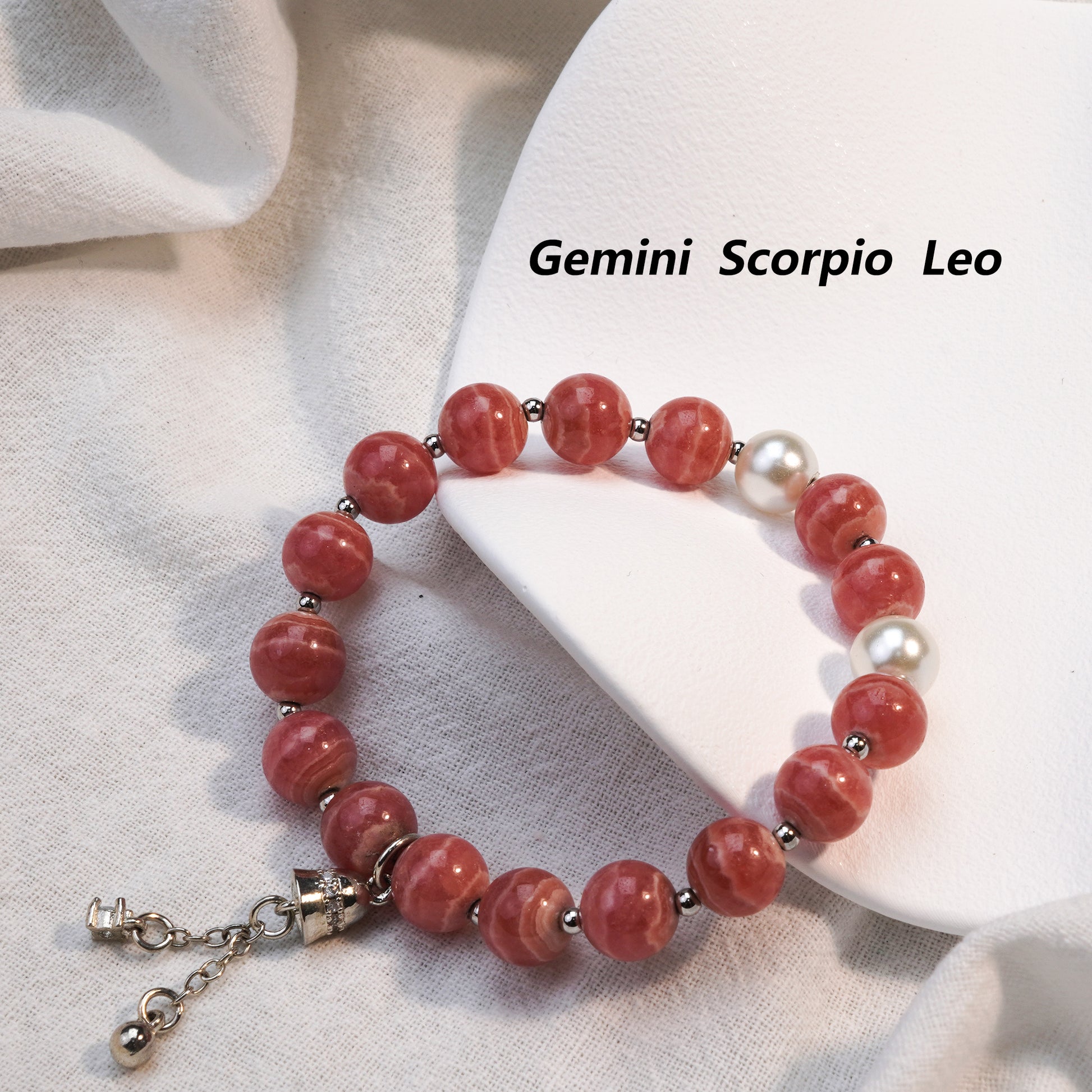 JOXOZP Natural Rhodochrosite Crystal Bracelet | Healing Stones/Energy Crystals/Crystal Gifts &amp; DIY | Heart Energy &amp; Emotional Healing