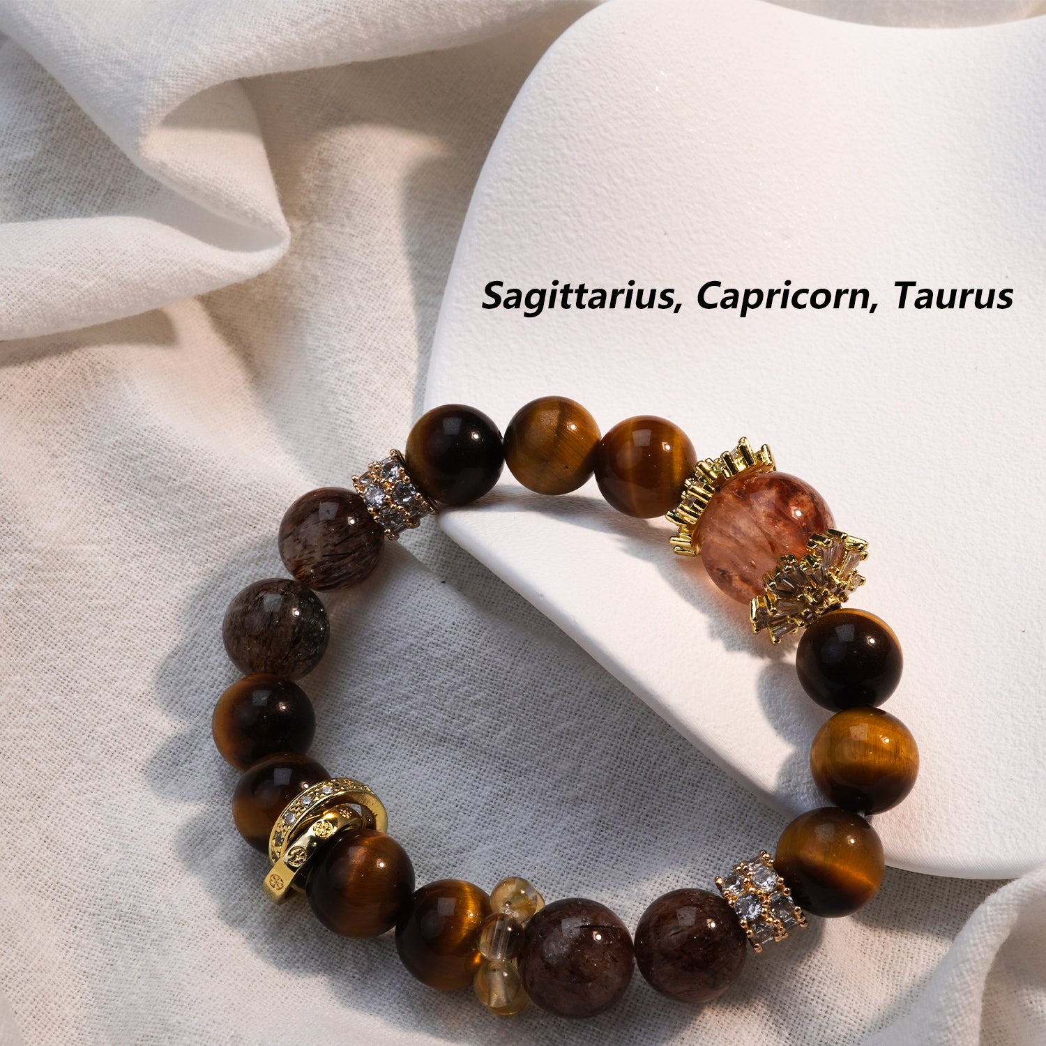 JOXOZP Natural 10mm Super Seven &amp; Golden Tiger's Eye Bracelet | High-Vibration Healing Stones ComboPremium Crystal Gift for Professionals