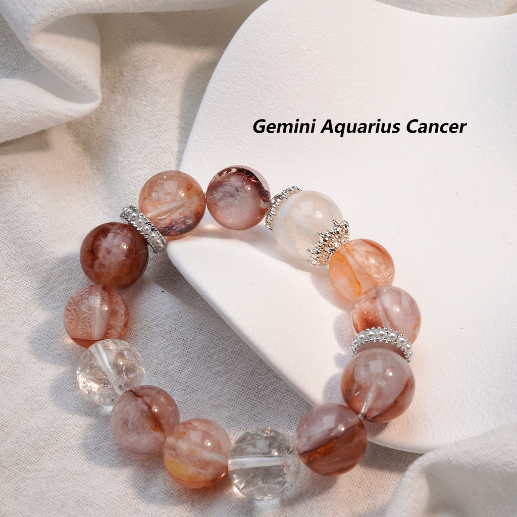 JOXOZP 15mm Natural Clear Quartz & Hematite Bracelet｜Quantum Purification Healing Stones｜Executive Decision Filter + Valentine's Chrono-Contract Gift