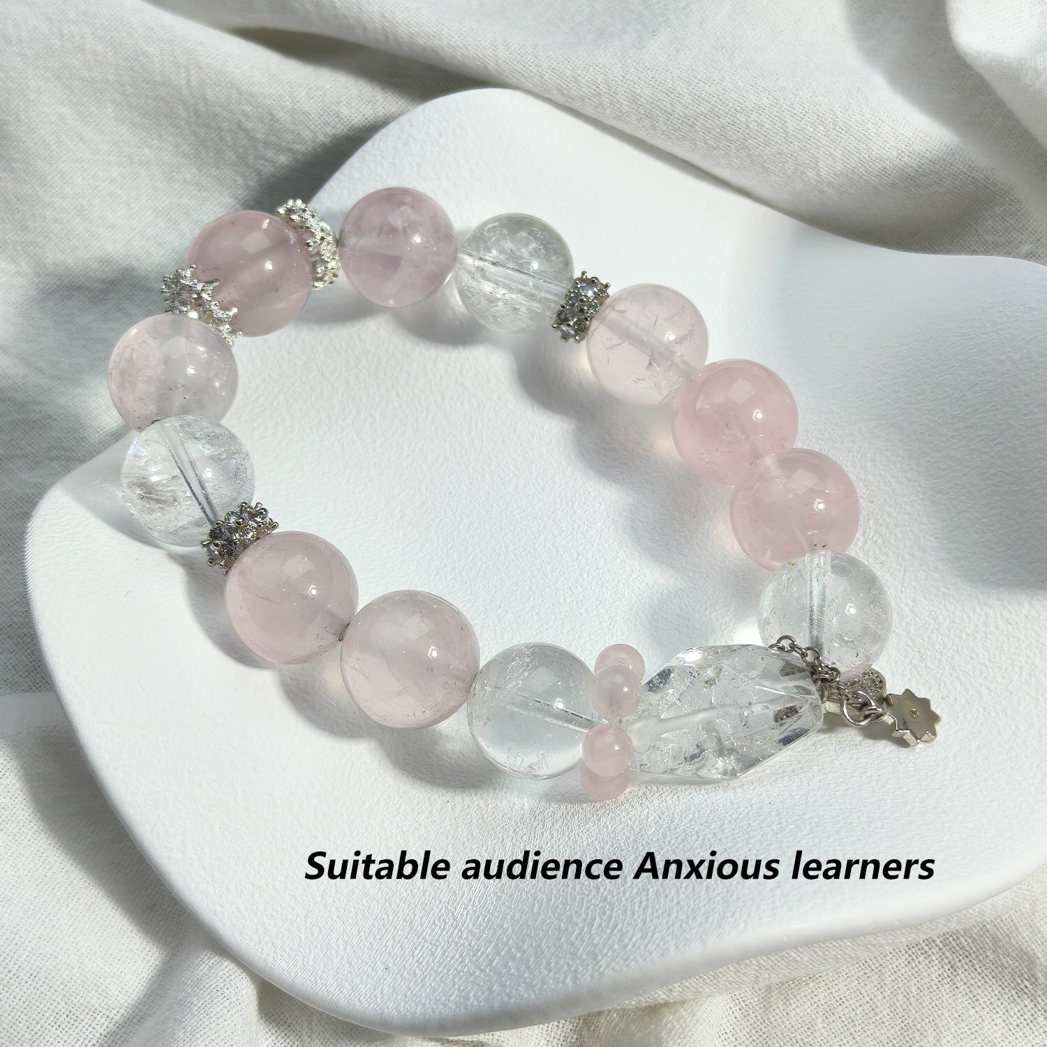 JOXOZP 14mm Natural Healing Crystal Bracelet - Rose Quartz with Azeztulite for Unconditional Love & Spiritual Awakening - Valentine's Day Gift, Soulmate Jewelry