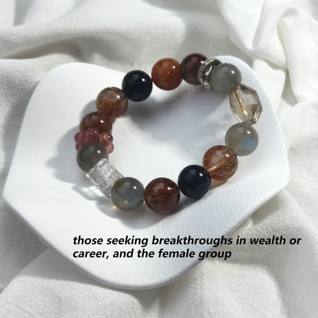 JOXOZP 100% Natural Blue Tiger Eye with Super Seven &amp; Moonstone Healing Crystal Bracelet - Spiritual Growth &amp; Love Energy - Valentine's Day Gift, Birthday Bracelet