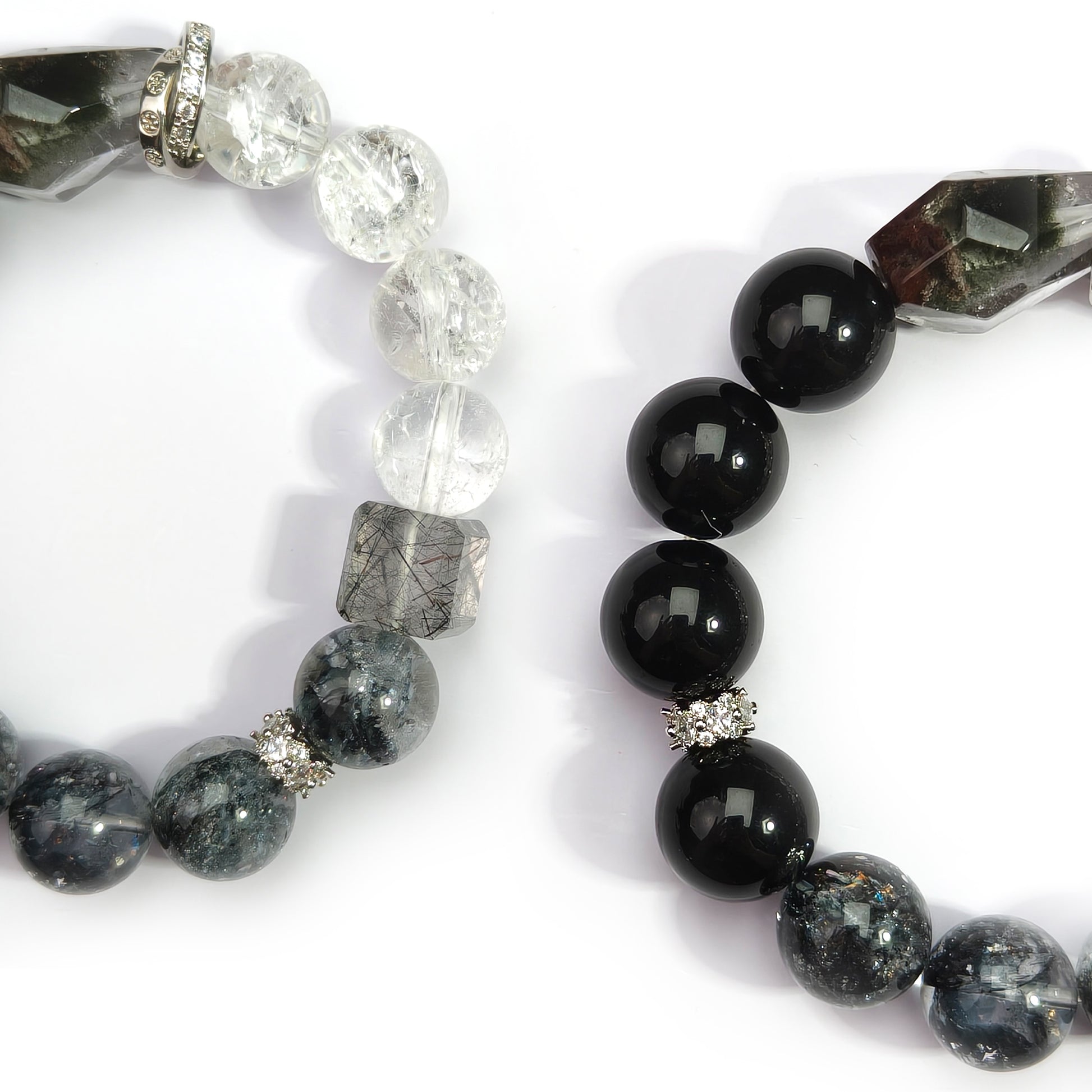 JOXOZP Natural 12mm&nbsp; Bracelet｜Obsidian&nbsp; + Black Crystal Wealth&nbsp; ｜Quantum Healing Stones ｜Phantom Gift Set + Tactical DIY