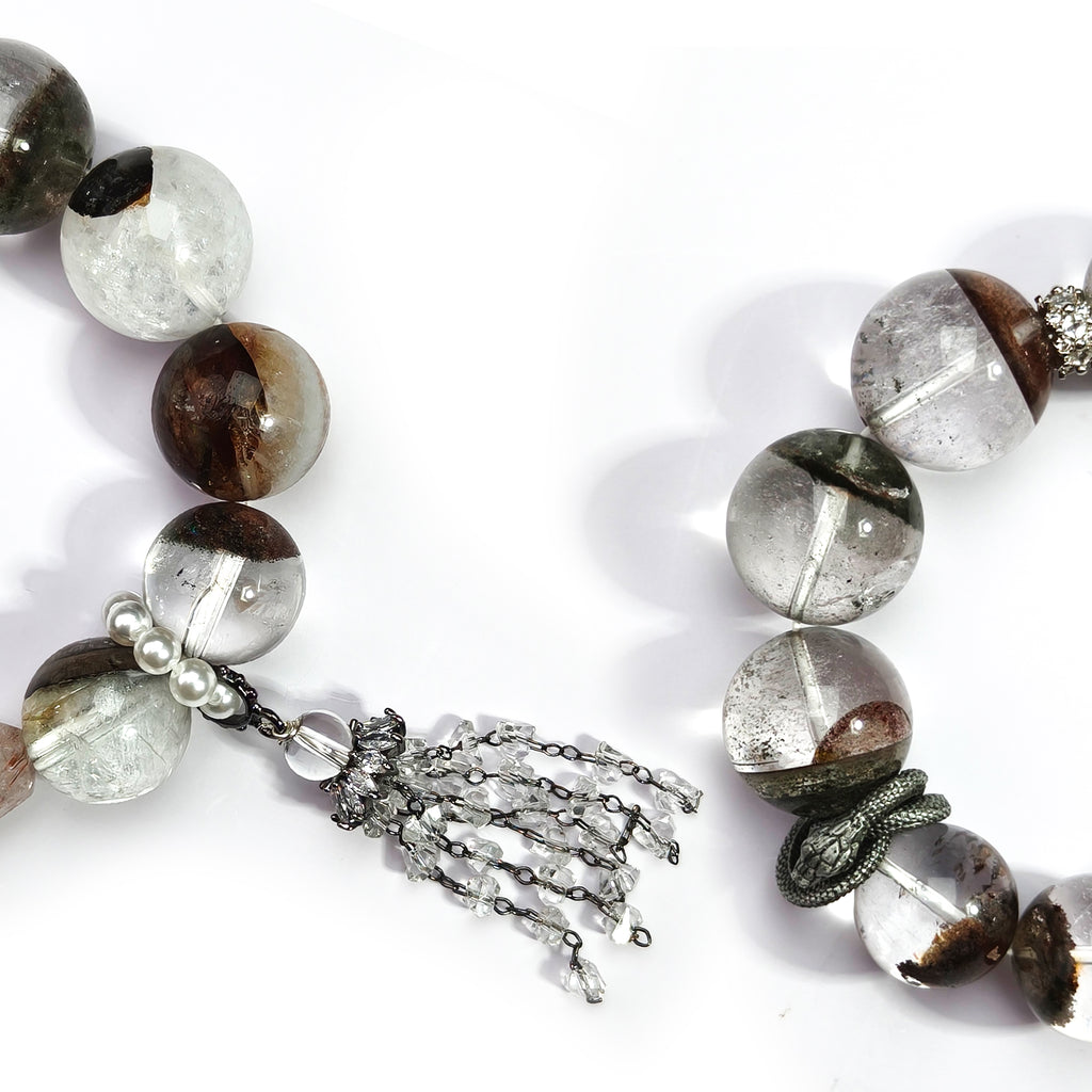 JOXOZP 15mm Natural Green Phantom Quartz Bracelet｜Eco-Wealth Healing Stones｜Sustainable Growth System + Valentine's Harvest Pact Gift