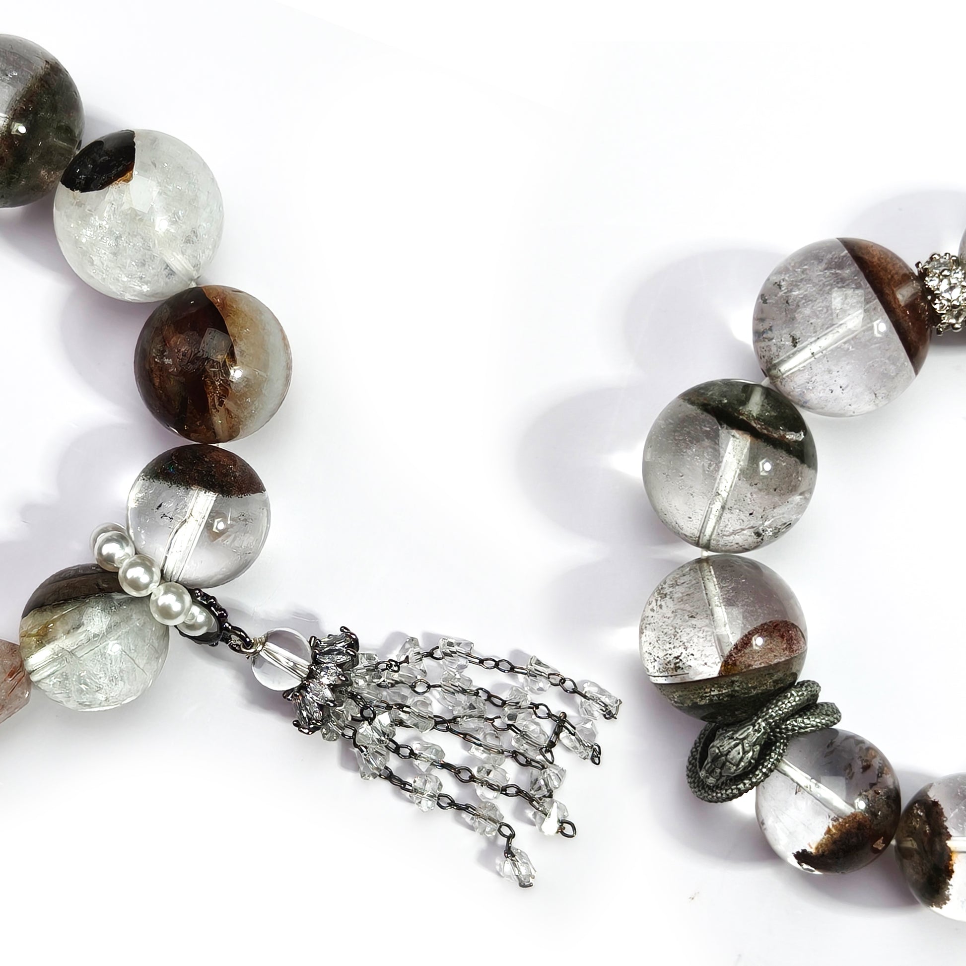 JOXOZP 15mm Natural Green Phantom Quartz Bracelet｜Eco-Wealth Healing Stones｜Sustainable Growth System + Valentine's Harvest Pact Gift