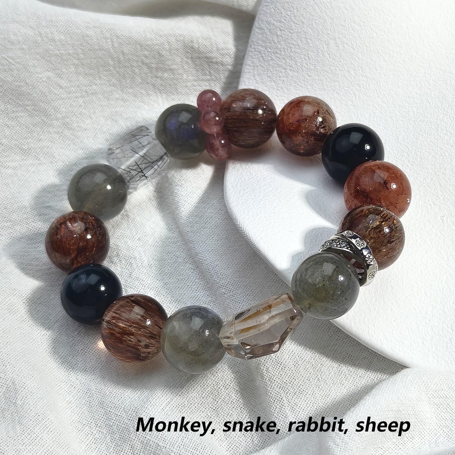 JOXOZP 100% Natural Blue Tiger Eye with Super Seven &amp; Moonstone Healing Crystal Bracelet - Spiritual Growth &amp; Love Energy - Valentine's Day Gift, Birthday Bracelet