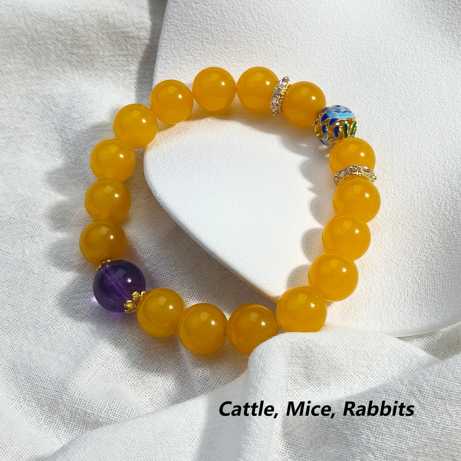 JOXOZP Natural Crystal Yellow Amber and Amethyst Bracelet for Healing Stones/Healing Crystals/Crystal Stone Gifts and DIY