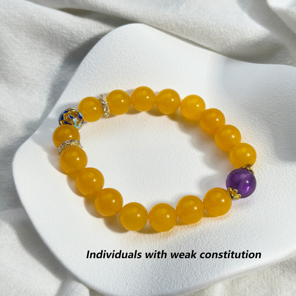 JOXOZP Natural Crystal Yellow Amber and Amethyst Bracelet for Healing Stones/Healing Crystals/Crystal Stone Gifts and DIY