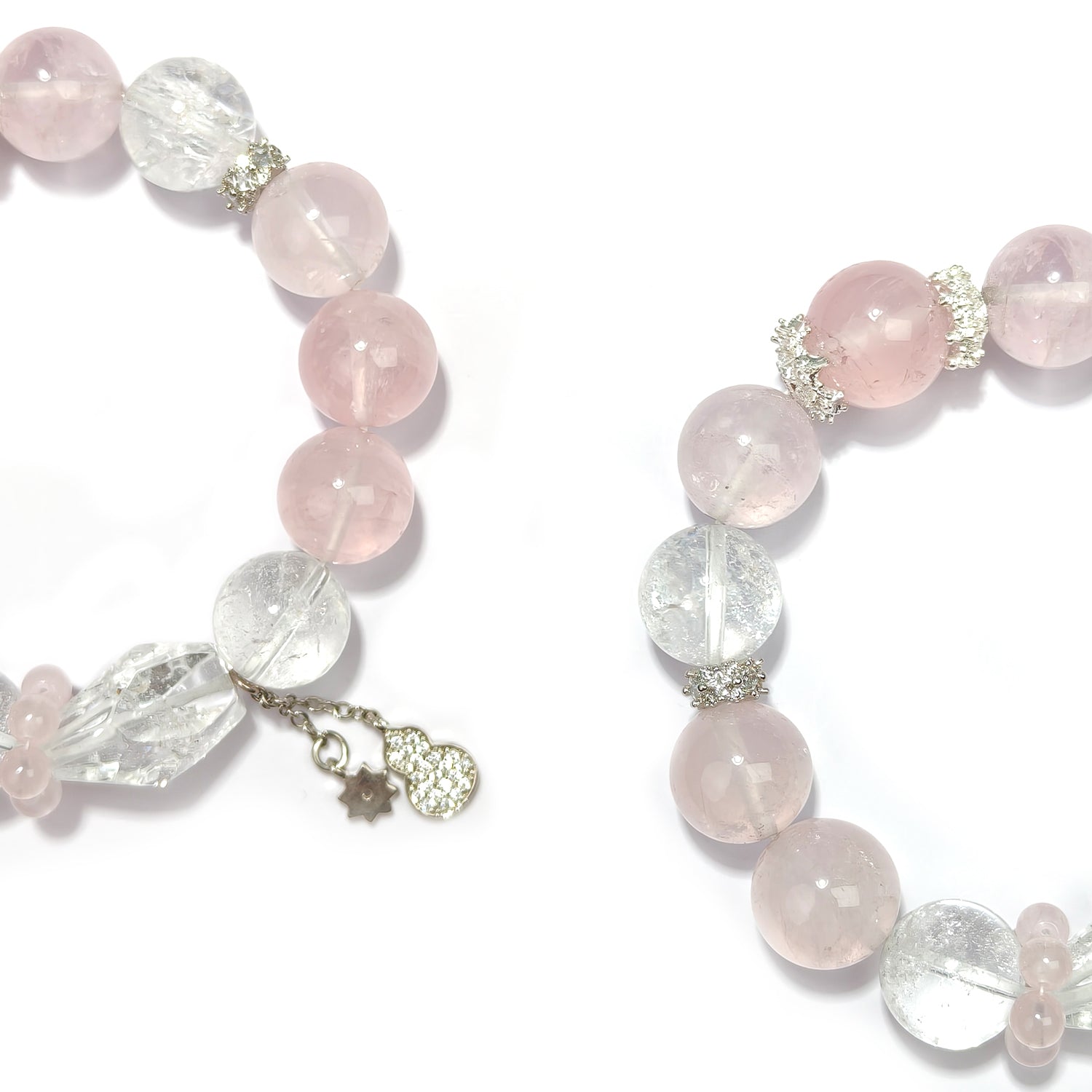 JOXOZP 14mm Natural Healing Crystal Bracelet - Rose Quartz with Azeztulite for Unconditional Love & Spiritual Awakening - Valentine's Day Gift, Soulmate Jewelry