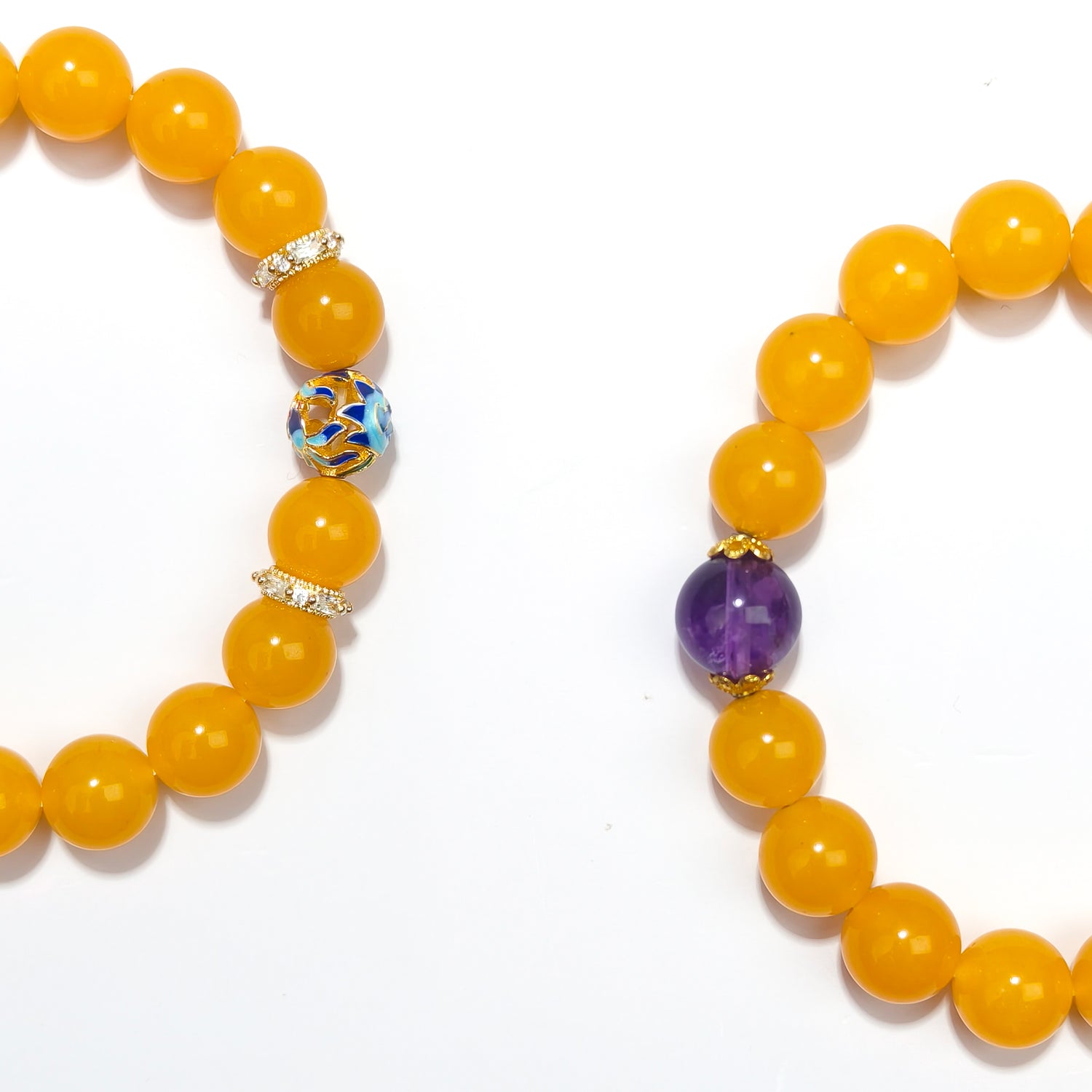 JOXOZP Natural Crystal Yellow Amber and Amethyst Bracelet for Healing Stones/Healing Crystals/Crystal Stone Gifts and DIY