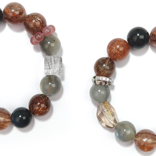 JOXOZP 100% Natural Blue Tiger Eye with Super Seven &amp; Moonstone Healing Crystal Bracelet - Spiritual Growth &amp; Love Energy - Valentine's Day Gift, Birthday Bracelet