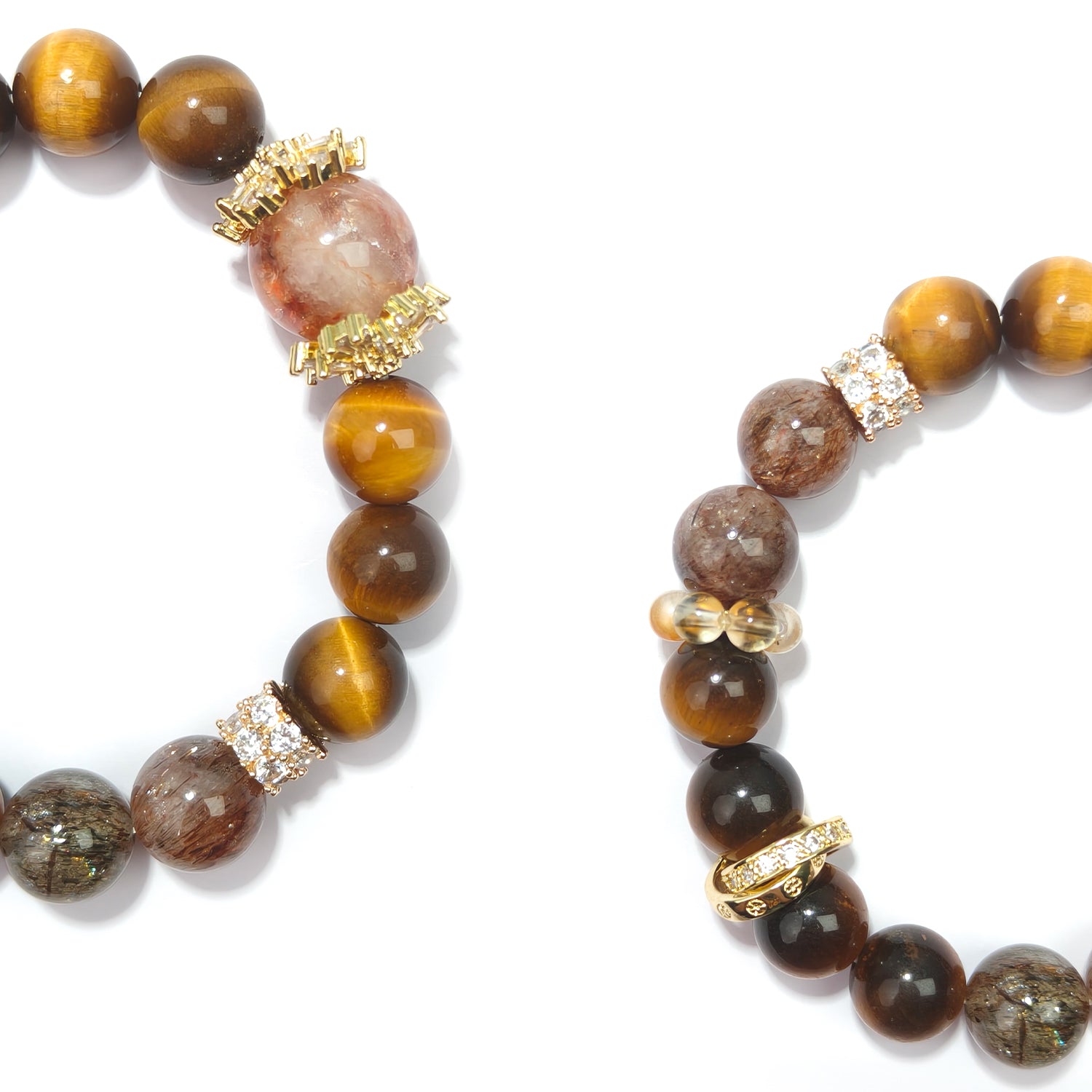 JOXOZP Natural 10mm Super Seven &amp; Golden Tiger's Eye Bracelet | High-Vibration Healing Stones ComboPremium Crystal Gift for Professionals