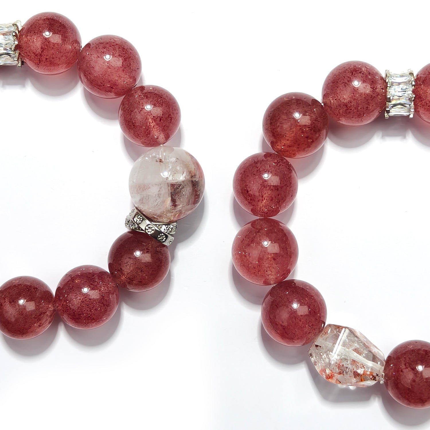 JOXOZP Natural 15mm Strawberry Quartz Bracelet｜Relationship Spark +&nbsp; Social Sweetness｜Pink Energy Healing Stones｜Sakura Gift Set + DIY Frequency Tuning