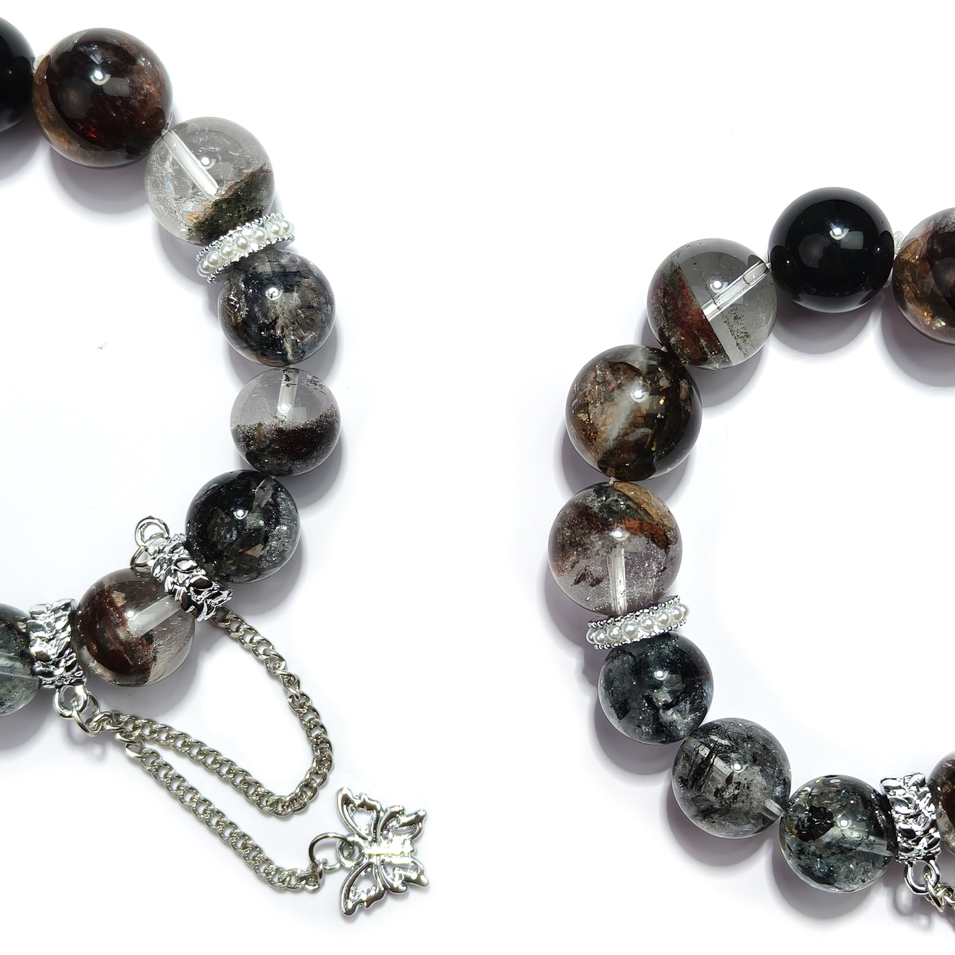JOXOZP 14mm Natural Green Phantom & Hematite Bracelet｜Quantum Wealth Topology Healing Stones｜Wall Street Abundance System + Valentine's Prosperity Pact Gift