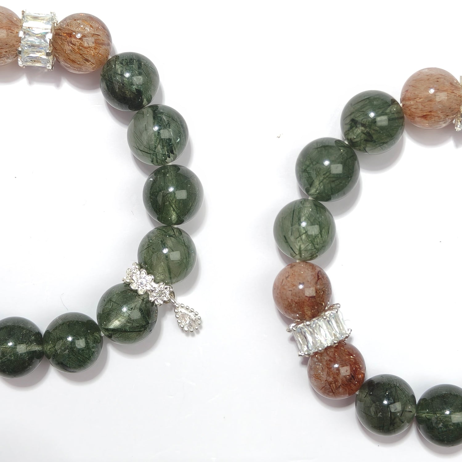 JOXOZP 100% Natural Super Seven Green Rutilated Quartz Crystal Bracelet - Healing Stone for Abundance & Energy Amplification - Back to School Gift, Valentine's Day Gift