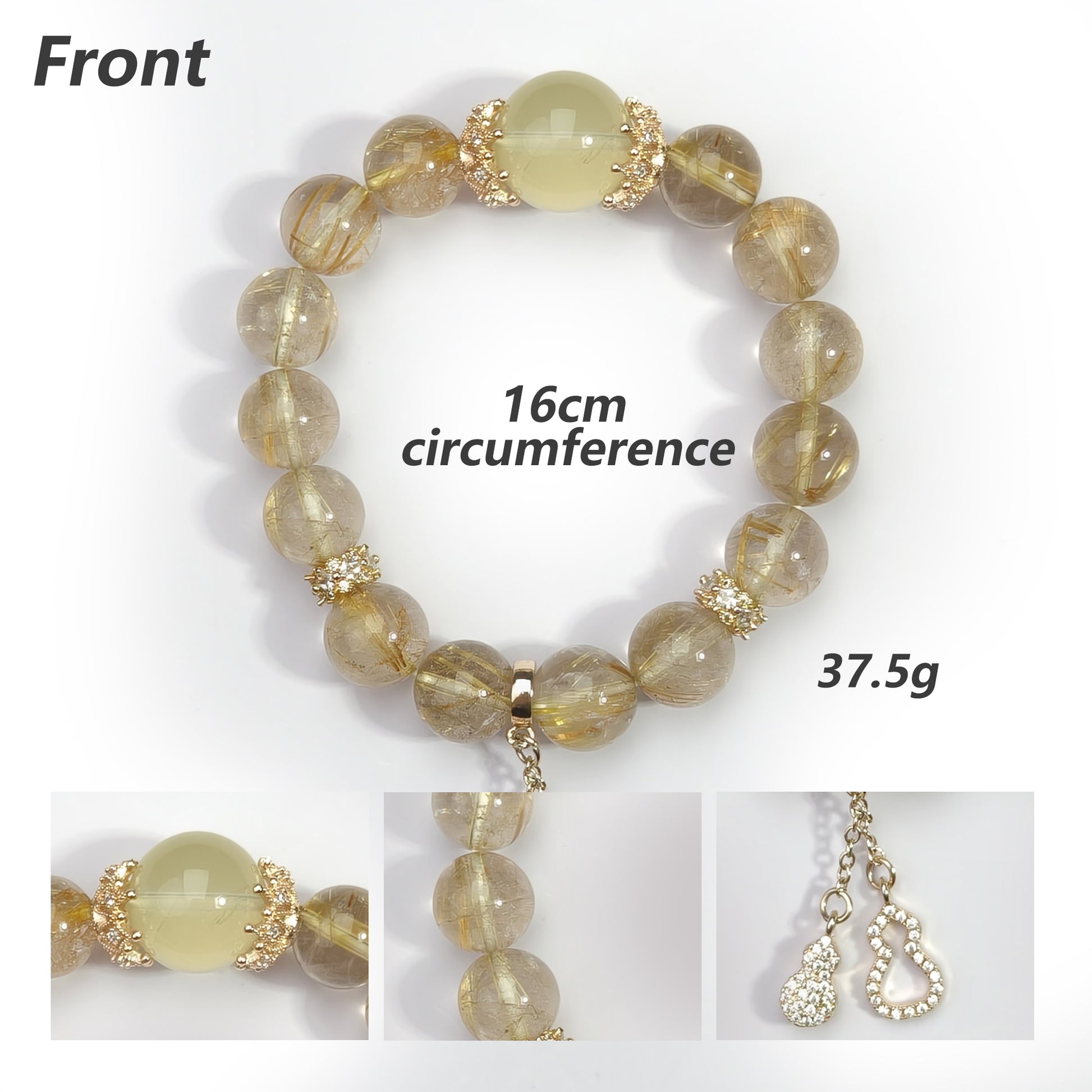 JOXOZP Natural 11mm Dual-Power Bracelet｜Citrine Wealth + Rutilated Quartz Focus ｜Healing Stones Energy Combo｜Executive Gift Set with DIY Tools