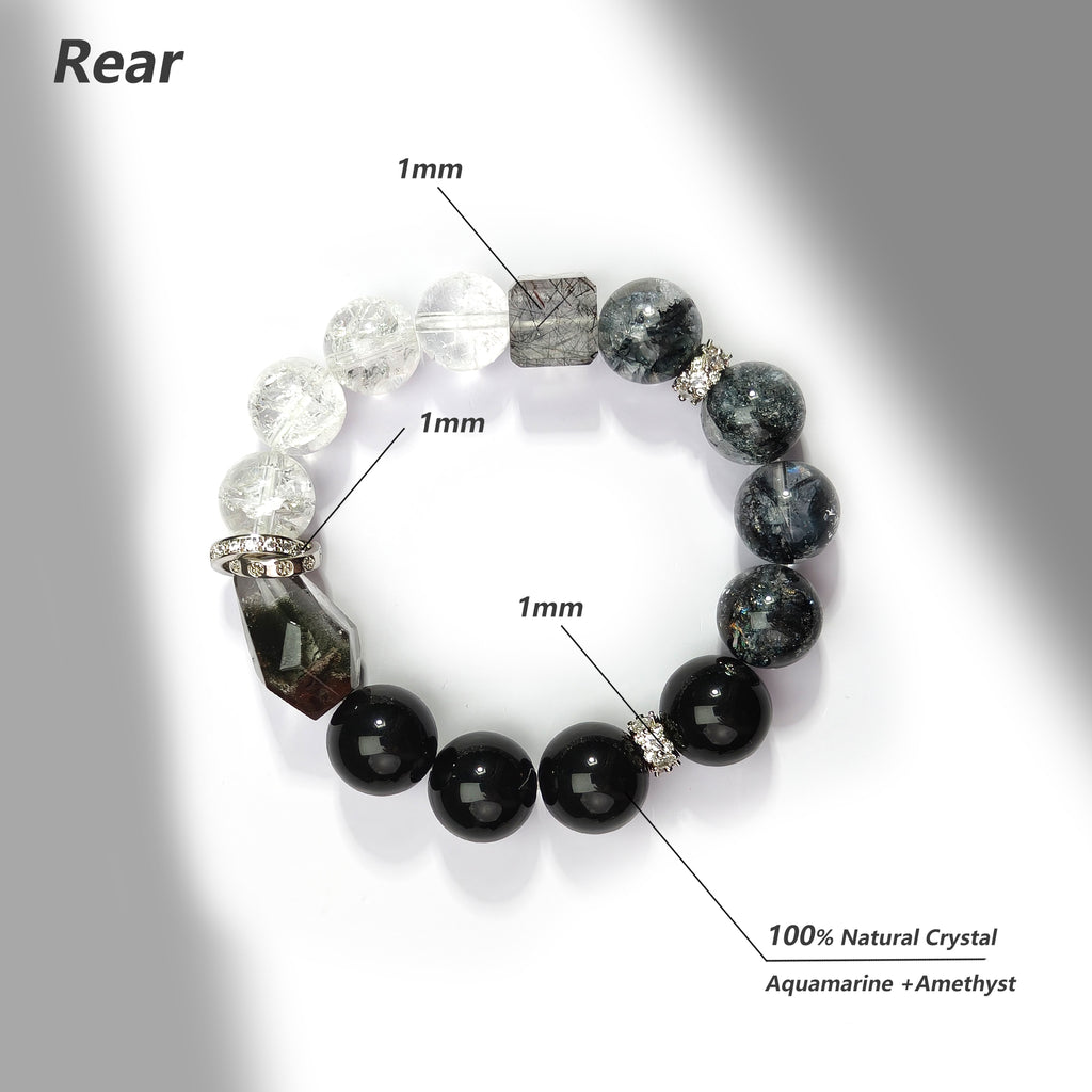 JOXOZP Natural 12mm&nbsp; Bracelet｜Obsidian&nbsp; + Black Crystal Wealth&nbsp; ｜Quantum Healing Stones ｜Phantom Gift Set + Tactical DIY