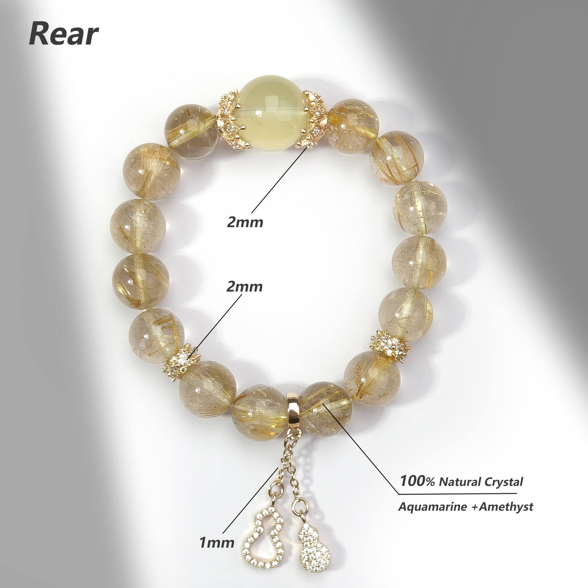 JOXOZP Natural 11mm Dual-Power Bracelet｜Citrine Wealth + Rutilated Quartz Focus ｜Healing Stones Energy Combo｜Executive Gift Set with DIY Tools