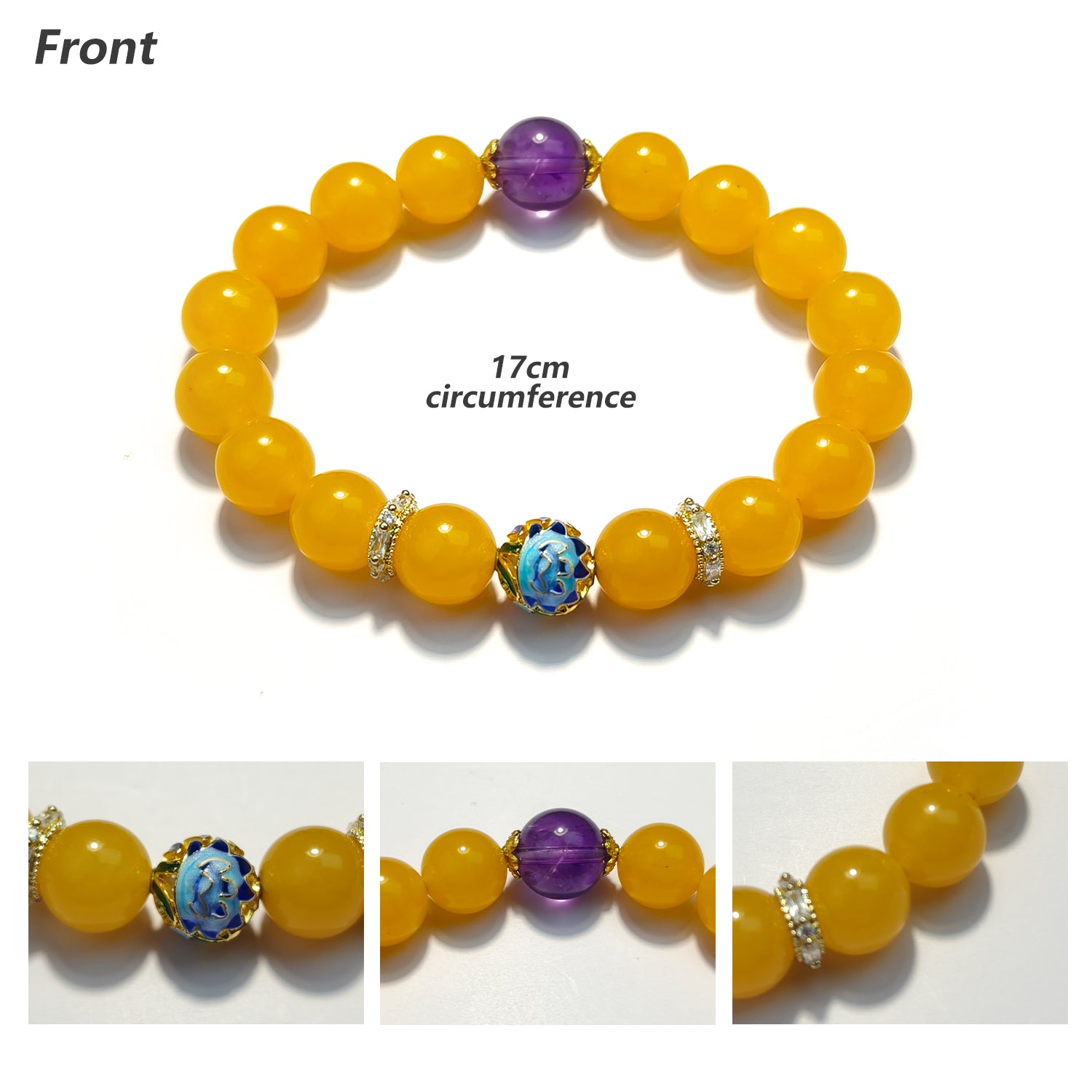 JOXOZP Natural Crystal Yellow Amber and Amethyst Bracelet for Healing Stones/Healing Crystals/Crystal Stone Gifts and DIY