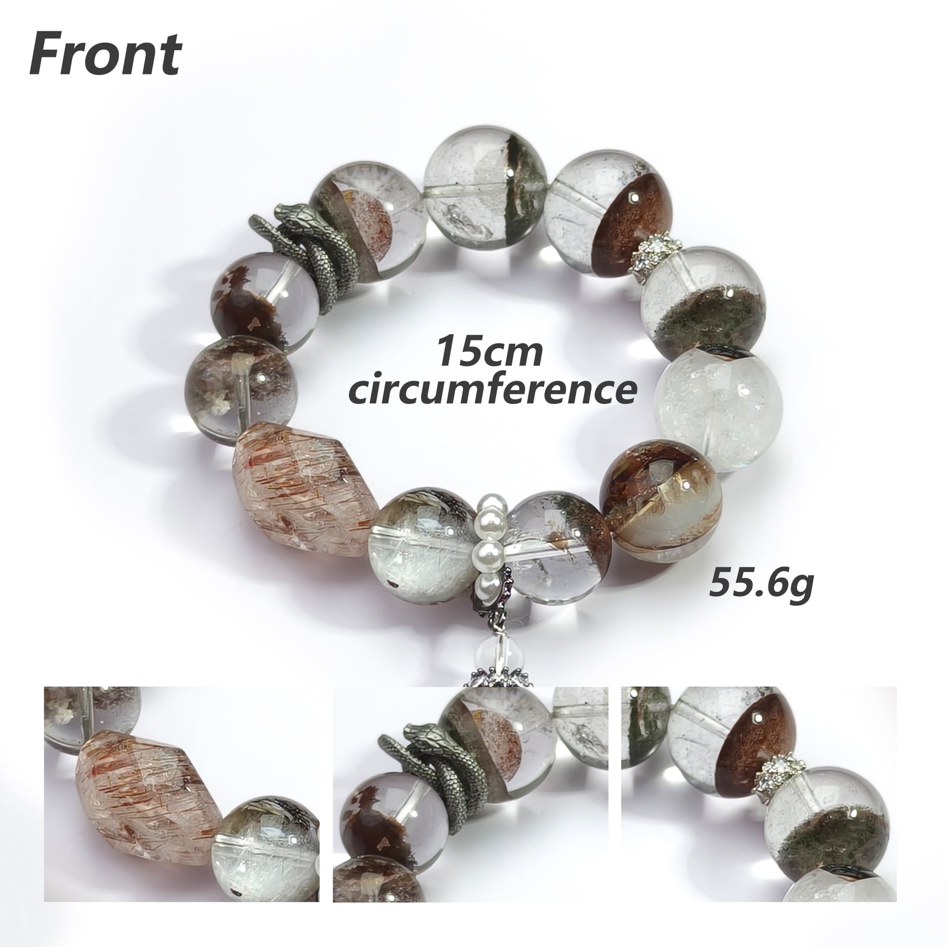 JOXOZP 15mm Natural Green Phantom Quartz Bracelet｜Eco-Wealth Healing Stones｜Sustainable Growth System + Valentine's Harvest Pact Gift