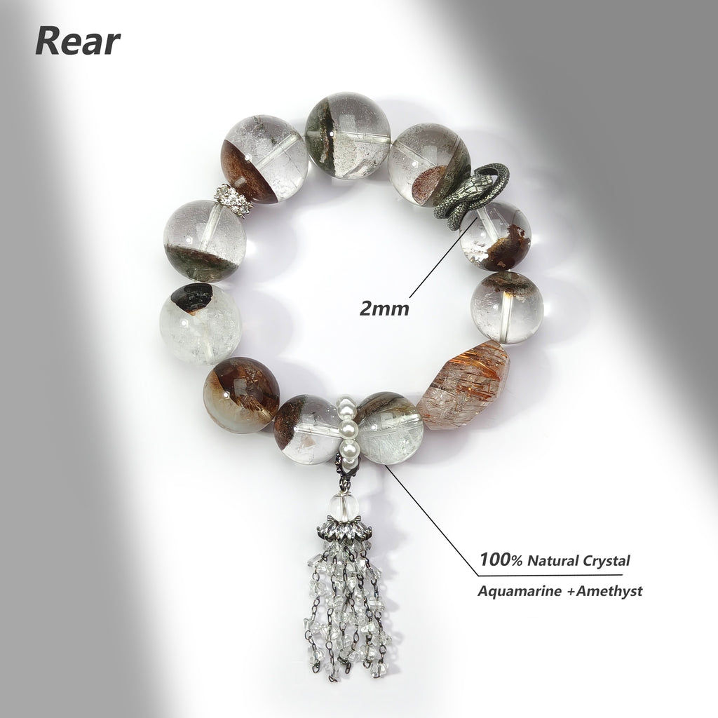 JOXOZP 15mm Natural Green Phantom Quartz Bracelet｜Eco-Wealth Healing Stones｜Sustainable Growth System + Valentine's Harvest Pact Gift