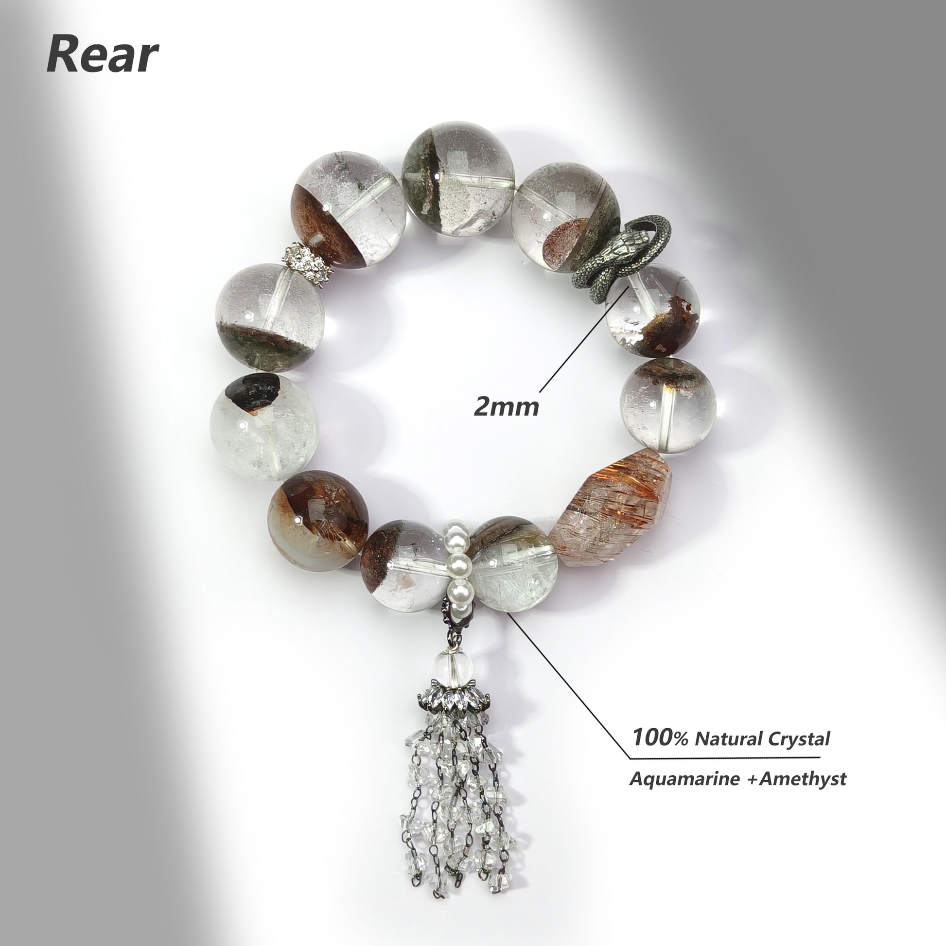 JOXOZP 15mm Natural Green Phantom Quartz Bracelet｜Eco-Wealth Healing Stones｜Sustainable Growth System + Valentine's Harvest Pact Gift