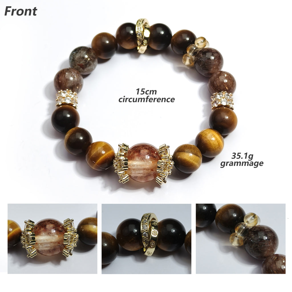 JOXOZP Natural 10mm Super Seven &amp; Golden Tiger's Eye Bracelet | High-Vibration Healing Stones ComboPremium Crystal Gift for Professionals