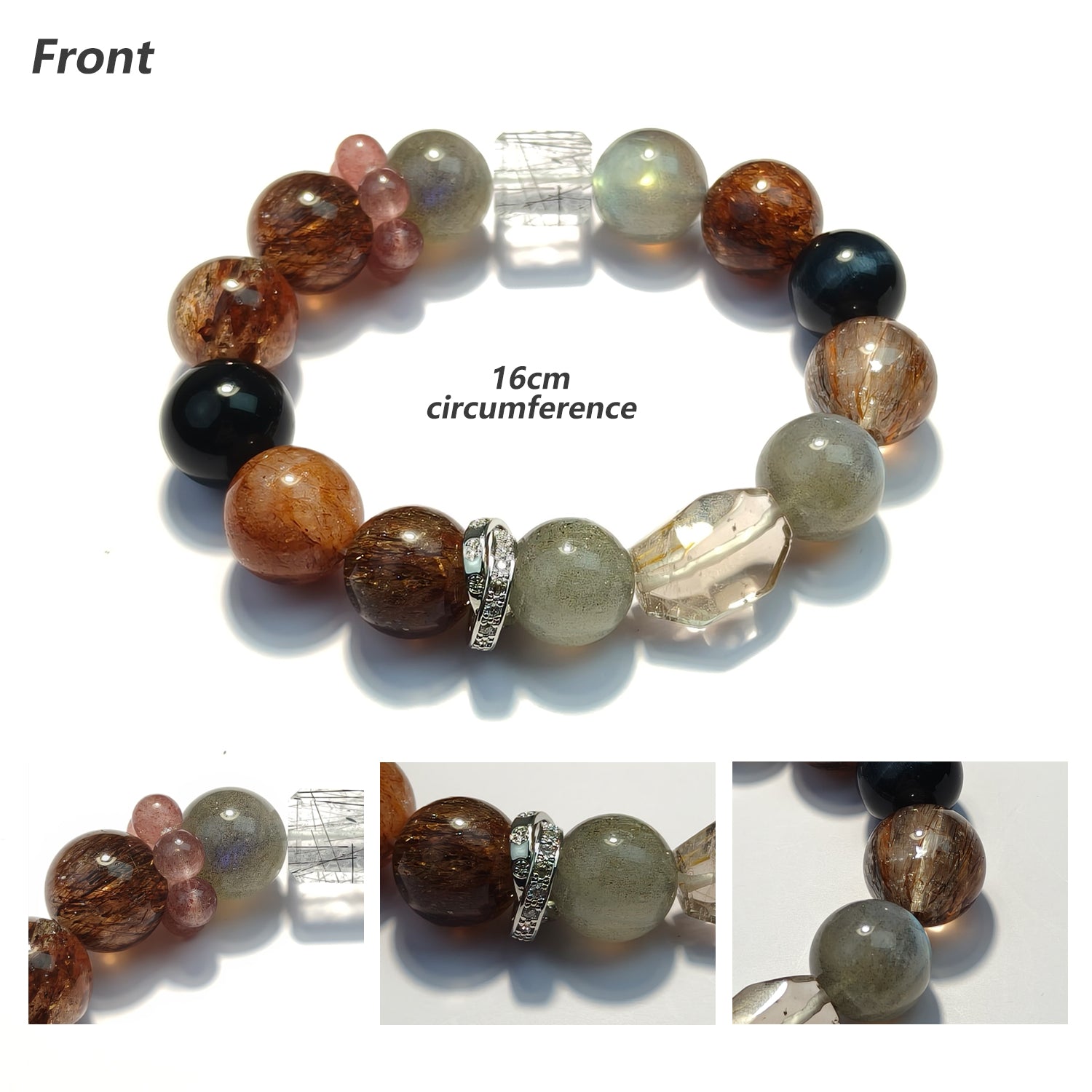 JOXOZP 100% Natural Blue Tiger Eye with Super Seven &amp; Moonstone Healing Crystal Bracelet - Spiritual Growth &amp; Love Energy - Valentine's Day Gift, Birthday Bracelet