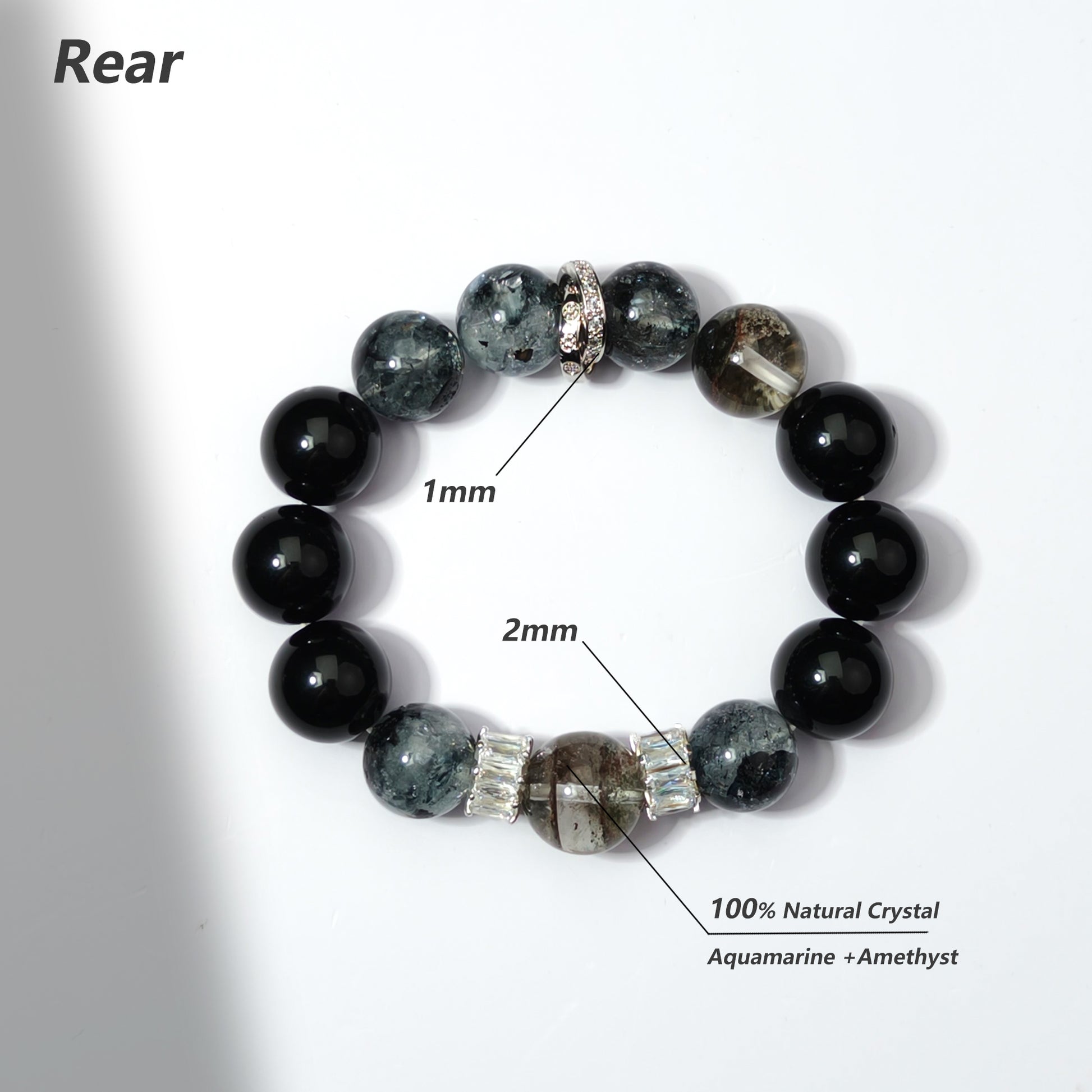 JOXOZP 13mm Natural Black Obsidian & Green Phantom Quartz Bracelet｜Dark Matter Shield Healing Stones｜Quantum Wealth Armor + Valentine's Cosmic Pact Gift