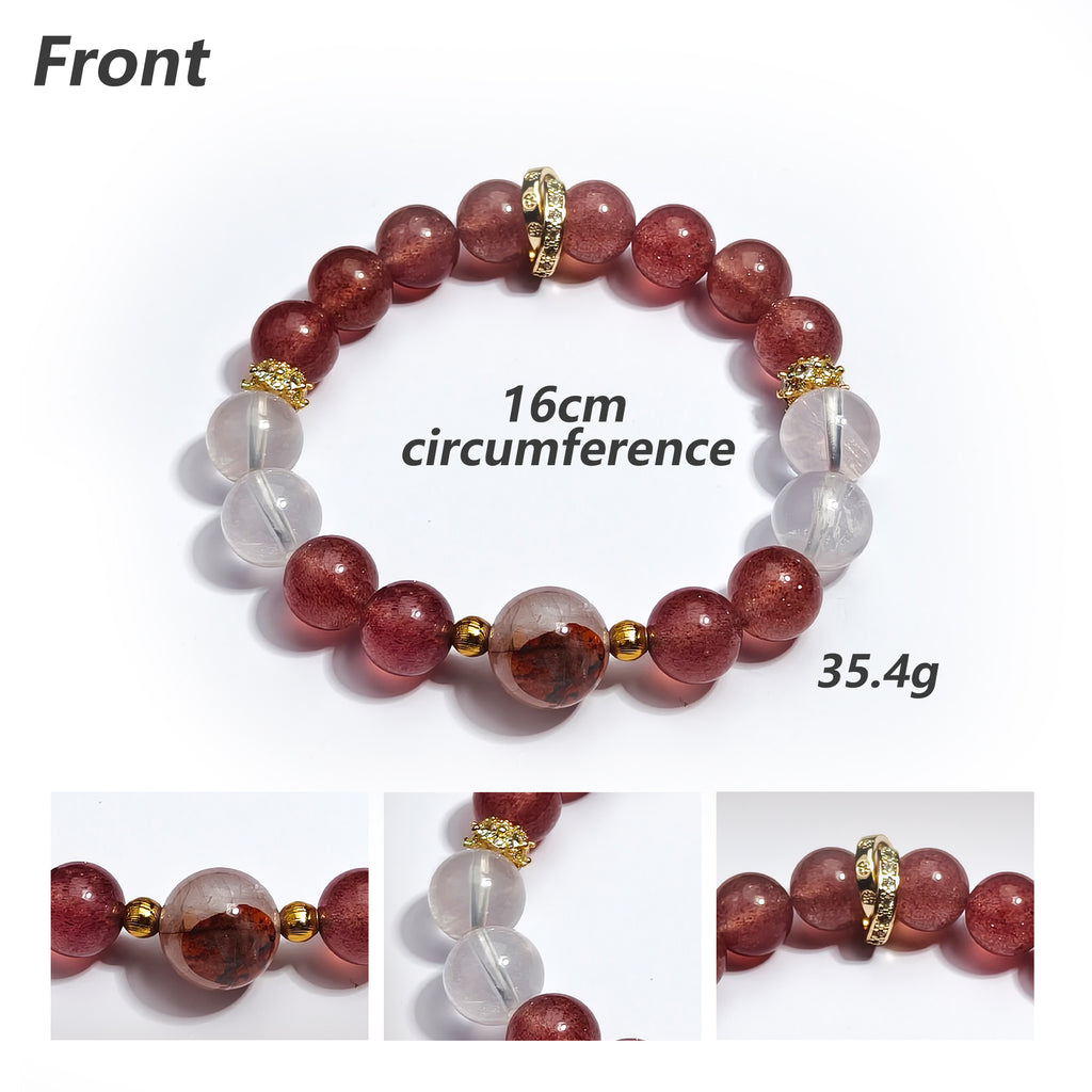 JOXOZP 15mm Natural Clear Quartz & Hematite Bracelet｜Quantum Purification Healing Stones｜Executive Decision Filter + Valentine's Chrono-Contract Gift (Copy)
