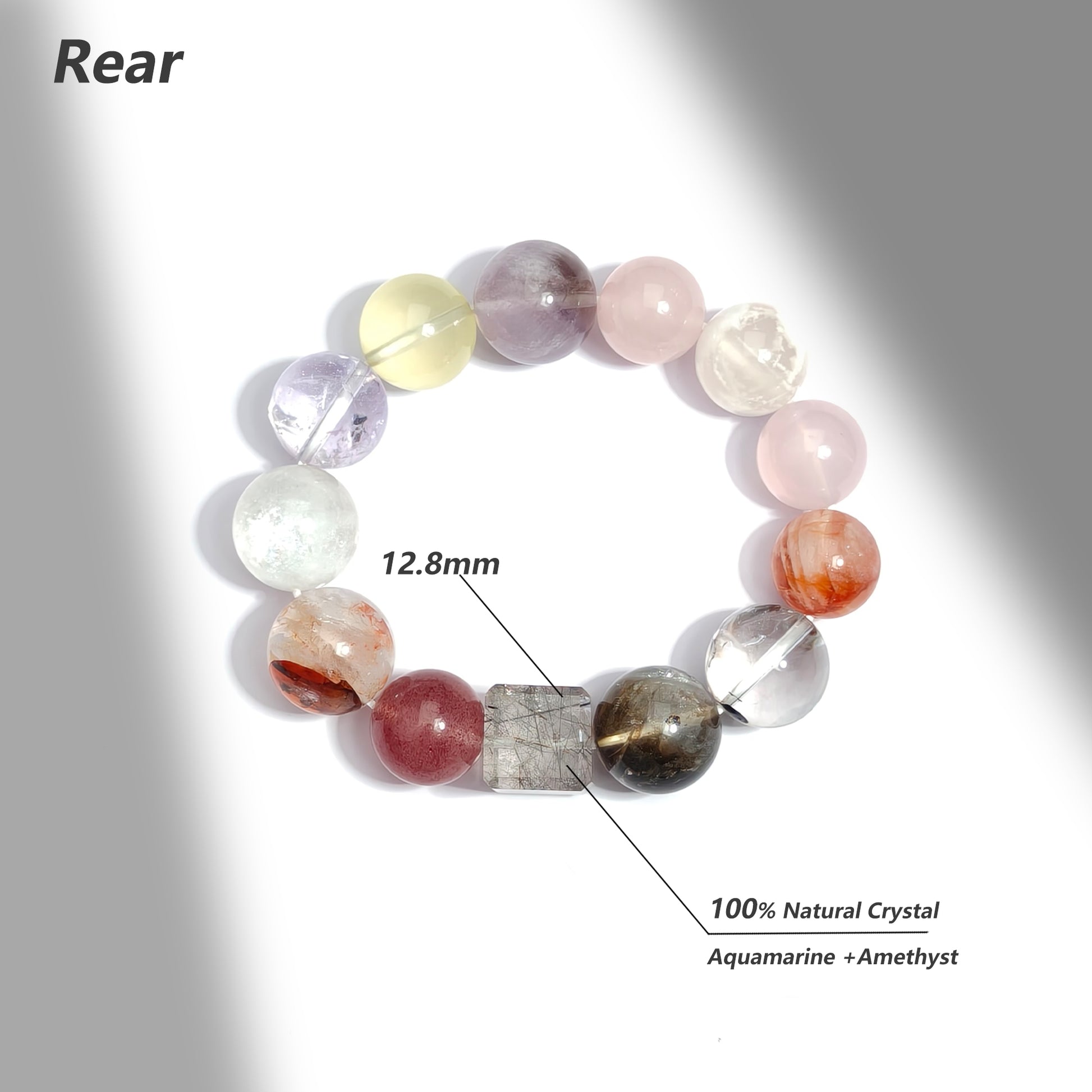 JOXOZP 14mm Natural Ametrine White Phantom Quartz Purple ASE Strawberry Quartz Hematoid Quartz Crystal Bracelet - Ultimate Healing Stone for Balance & Transformation - Valentine's Day Gift, Spiritual Bracelet