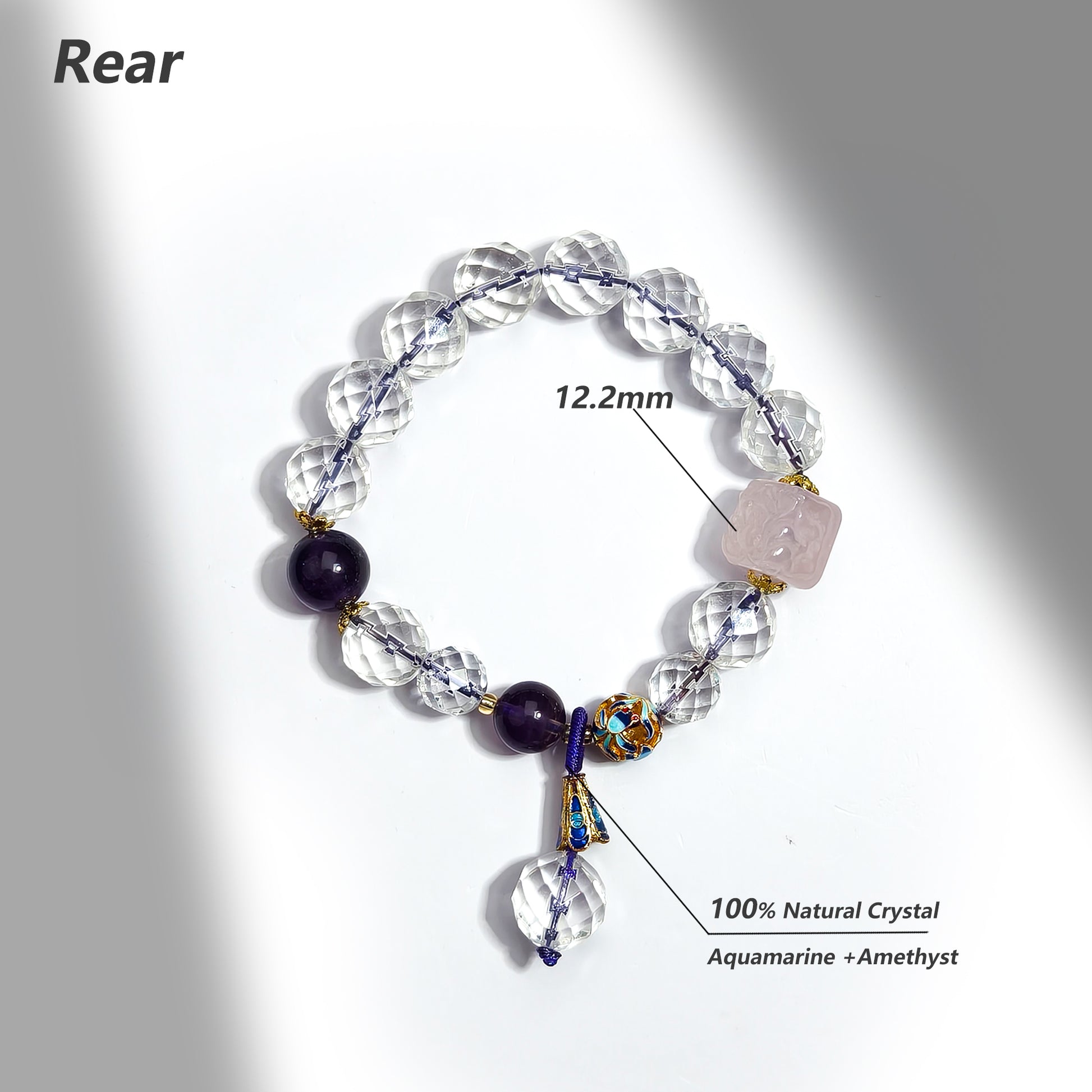 JOXOZP Natural 12mm Amethyst &amp; Artisan Glass Bead Bracelet｜Spiritual Shield &amp; Creative Flow｜Healing Stones Gift + DIY Energy Jewelry