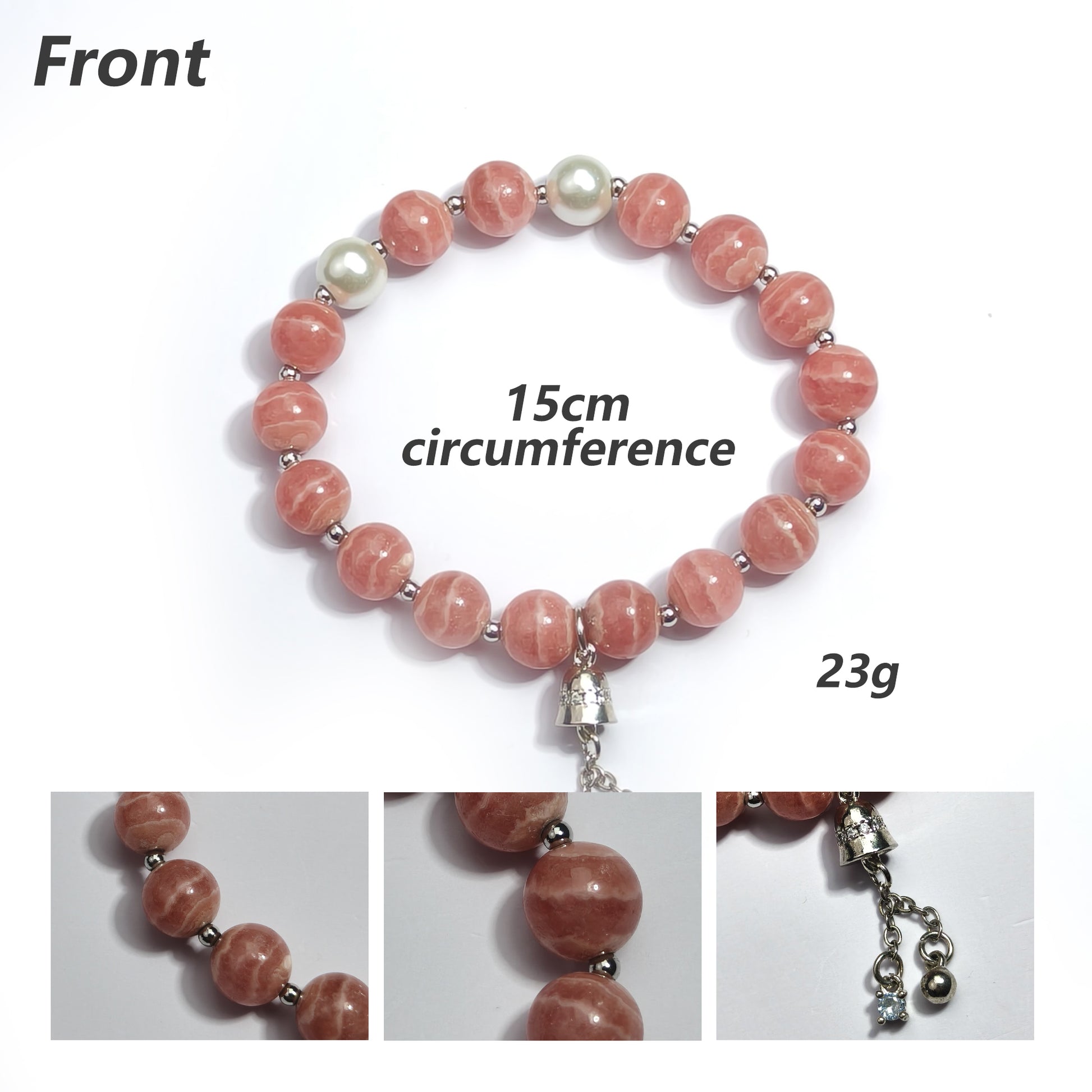JOXOZP Natural Rhodochrosite Crystal Bracelet | Healing Stones/Energy Crystals/Crystal Gifts &amp; DIY | Heart Energy &amp; Emotional Healing