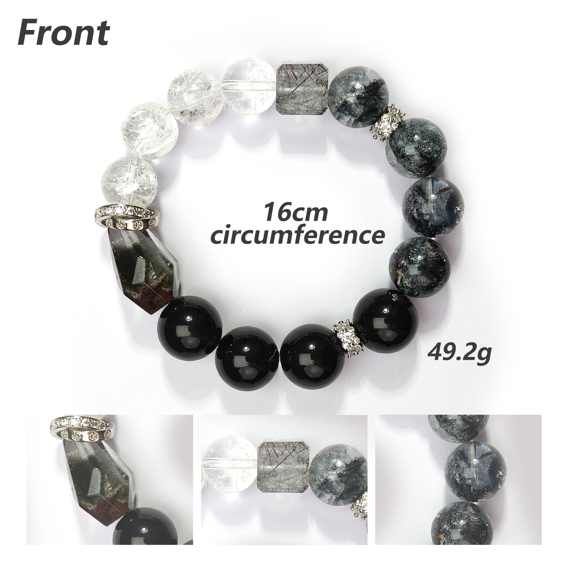 JOXOZP Natural 12mm&nbsp; Bracelet｜Obsidian&nbsp; + Black Crystal Wealth&nbsp; ｜Quantum Healing Stones ｜Phantom Gift Set + Tactical DIY