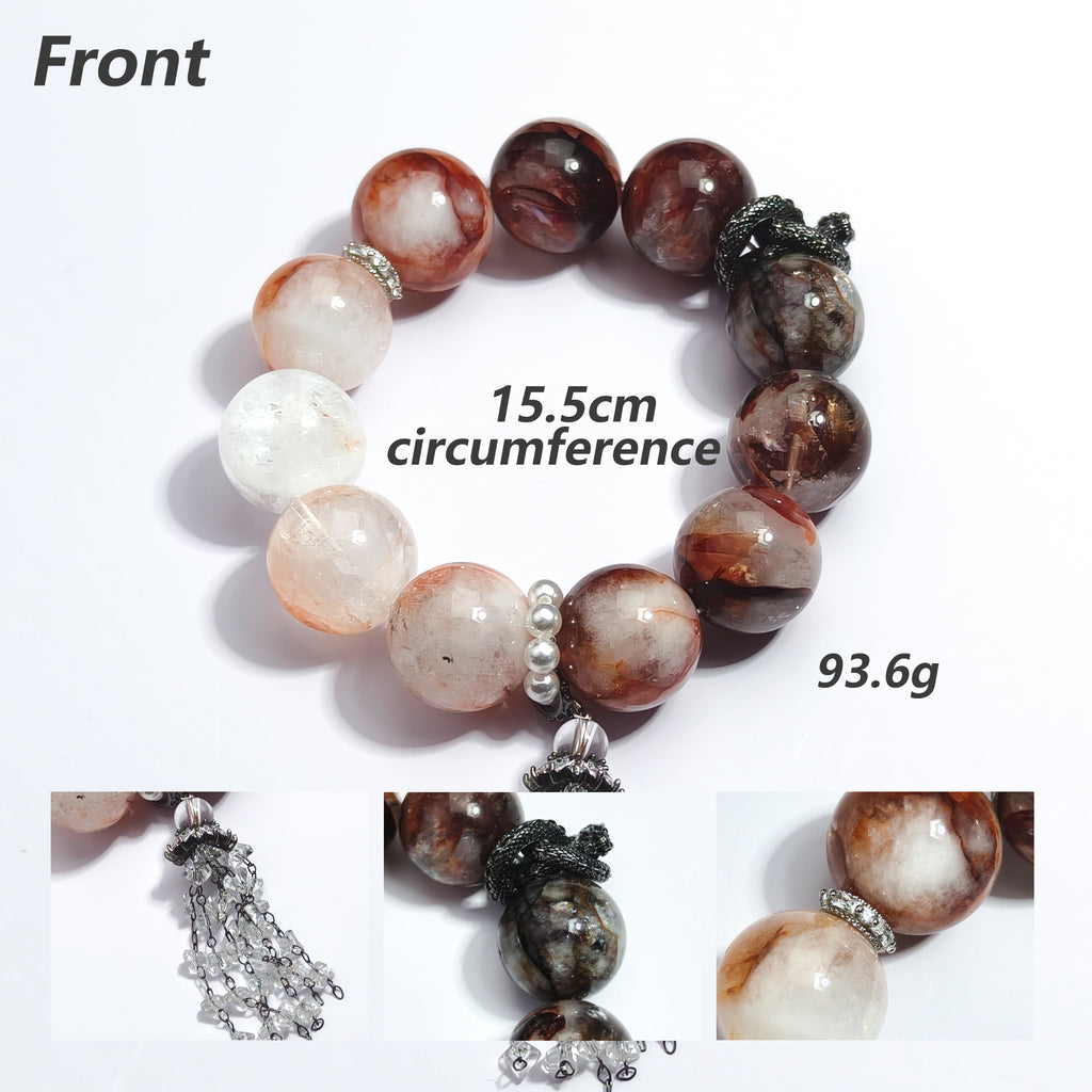 JOXOZP Natural Phantom Quartz Crystal Bracelet | Healing Stones/Energy Crystals/Crystal Gifts &amp; DIY | Energy Shielding &amp; Emotional Balance