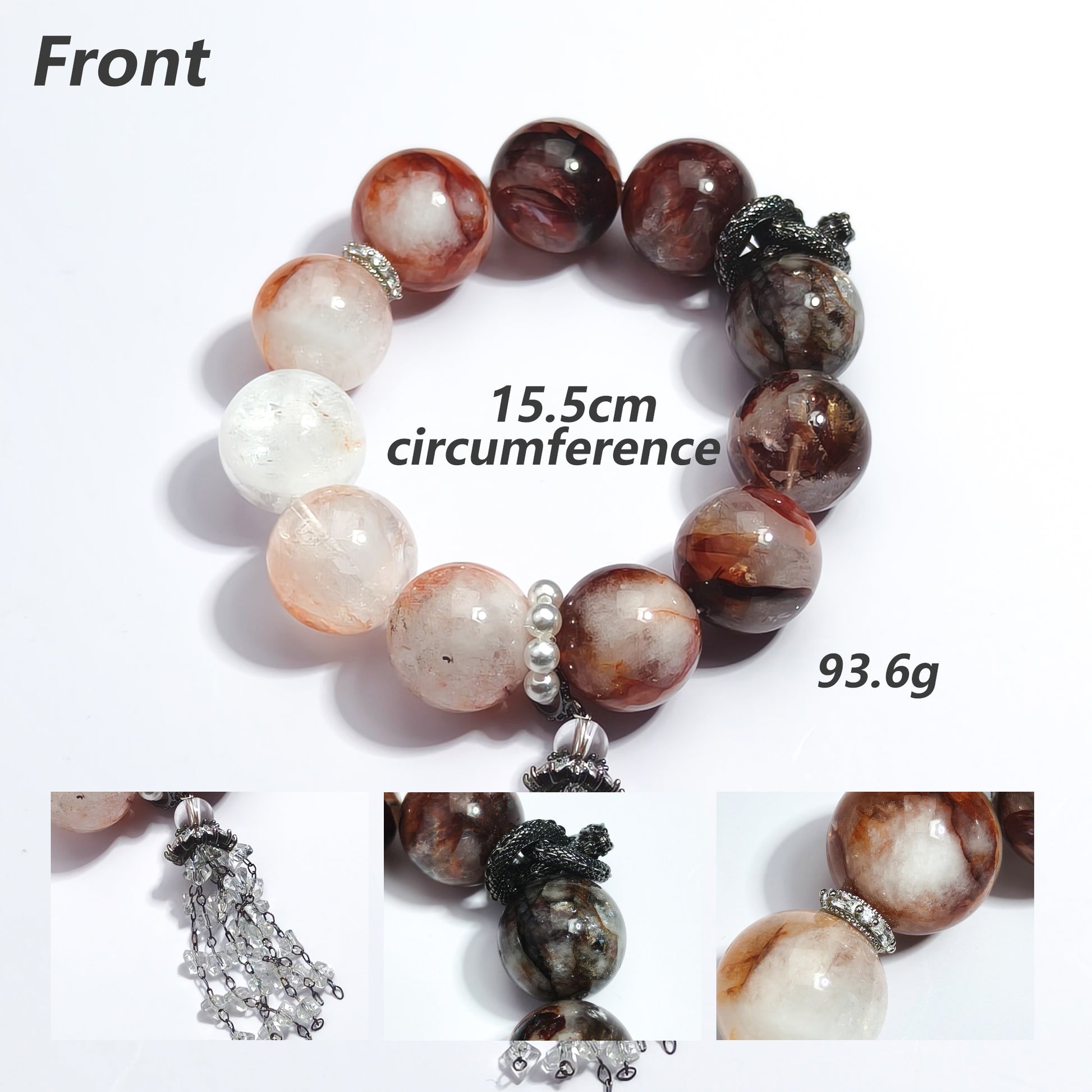 JOXOZP Natural Phantom Quartz Crystal Bracelet | Healing Stones/Energy Crystals/Crystal Gifts &amp; DIY | Energy Shielding &amp; Emotional Balance