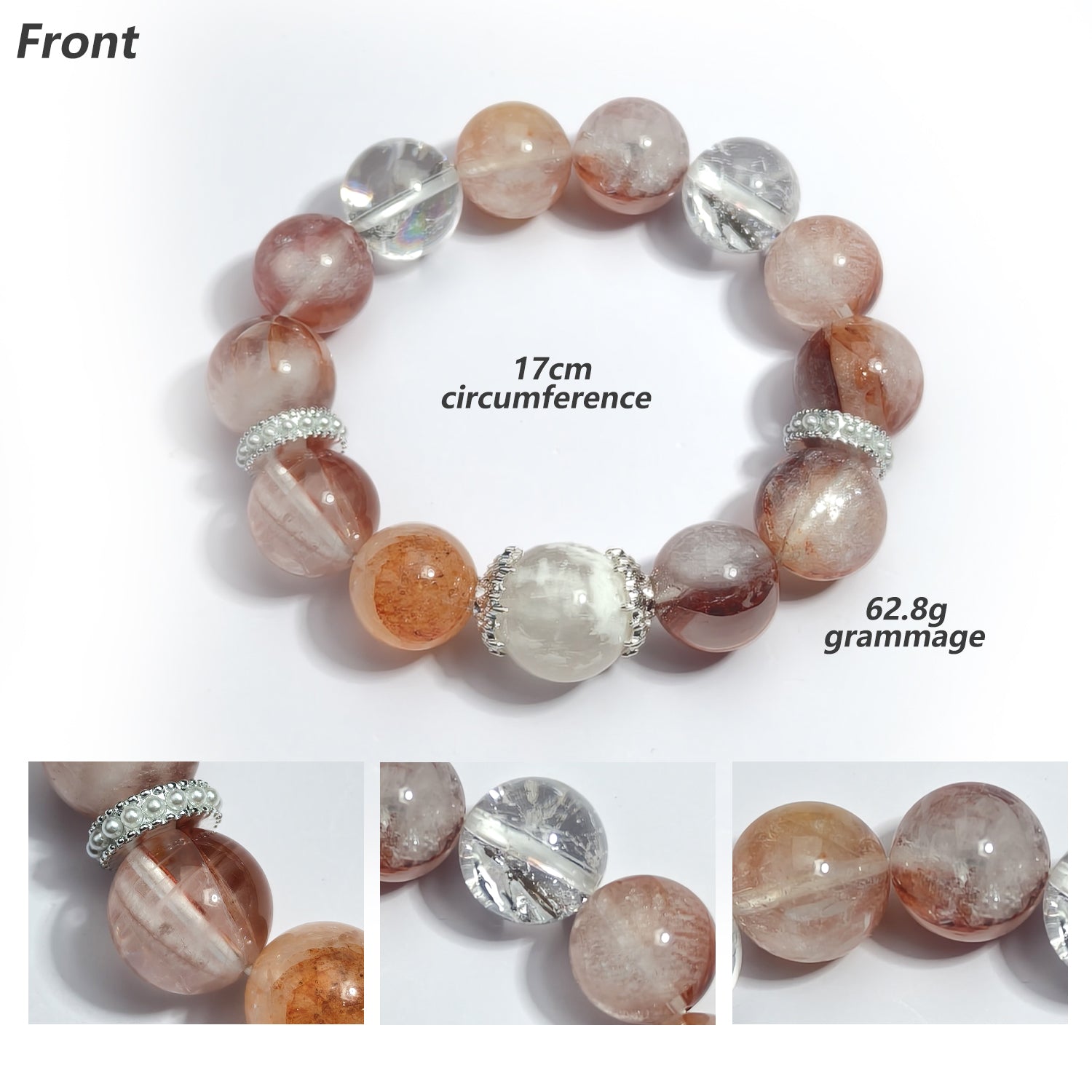 JOXOZP 15mm Natural Clear Quartz & Hematite Bracelet｜Quantum Purification Healing Stones｜Executive Decision Filter + Valentine's Chrono-Contract Gift