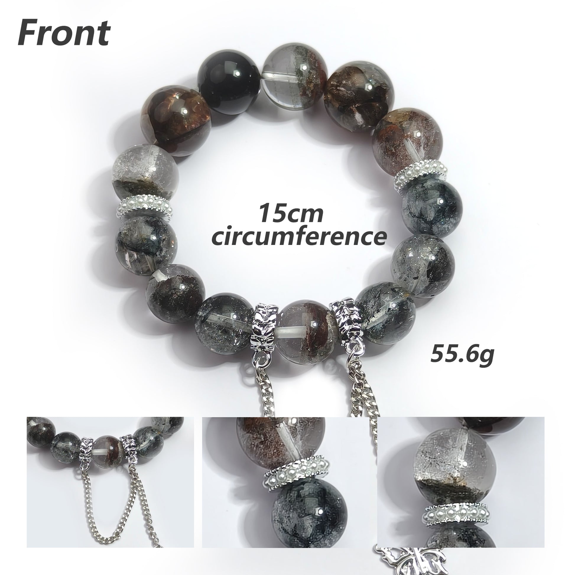 JOXOZP 14mm Natural Green Phantom & Hematite Bracelet｜Quantum Wealth Topology Healing Stones｜Wall Street Abundance System + Valentine's Prosperity Pact Gift