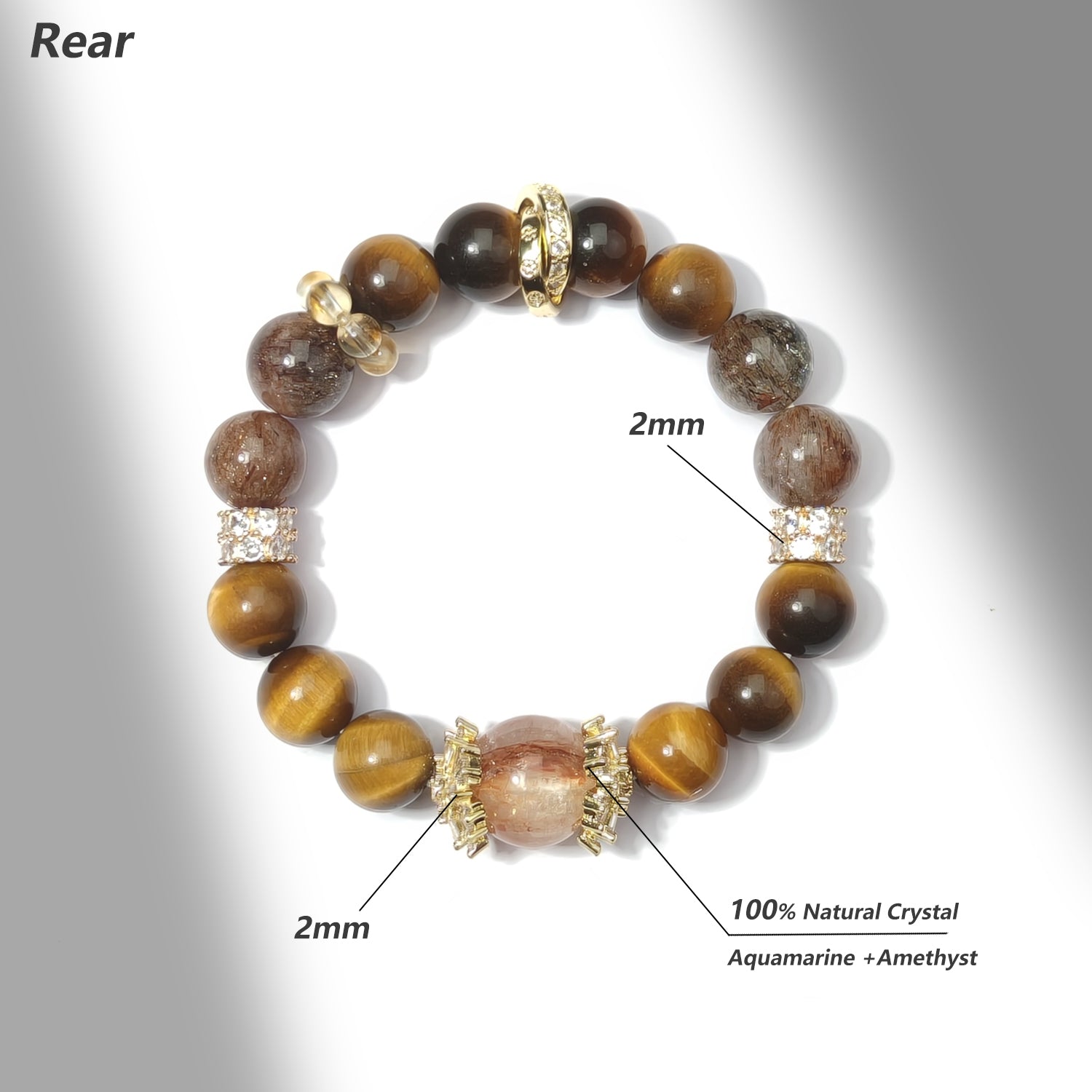 JOXOZP Natural 10mm Super Seven &amp; Golden Tiger's Eye Bracelet | High-Vibration Healing Stones ComboPremium Crystal Gift for Professionals