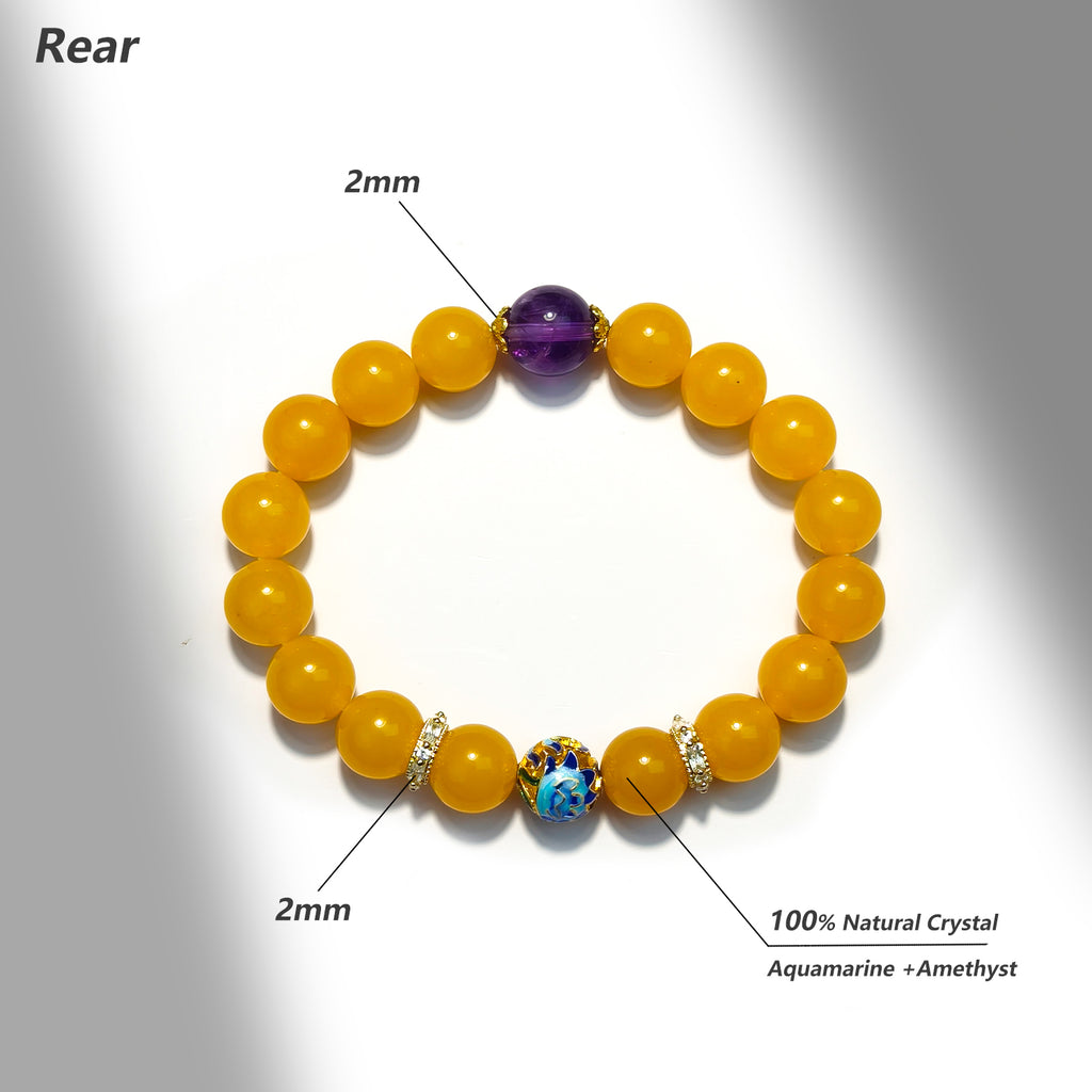 JOXOZP Natural Crystal Yellow Amber and Amethyst Bracelet for Healing Stones/Healing Crystals/Crystal Stone Gifts and DIY