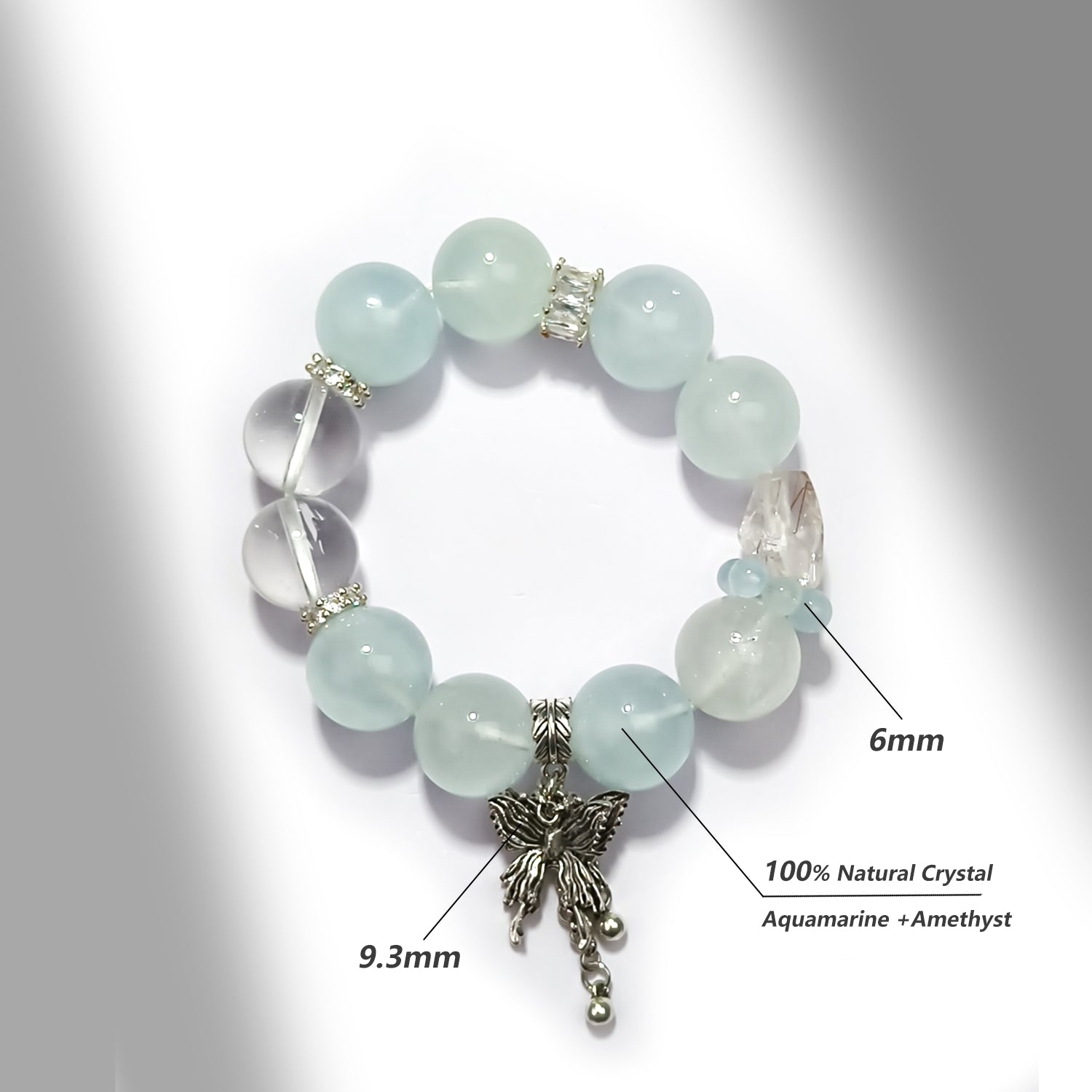 JOXOZP Natural 15mm Tri-Frequency Bracelet｜Aquamarine Communication + Amethyst Stress｜Executive Healing Stones OS｜Starship Gift Set (Copy)