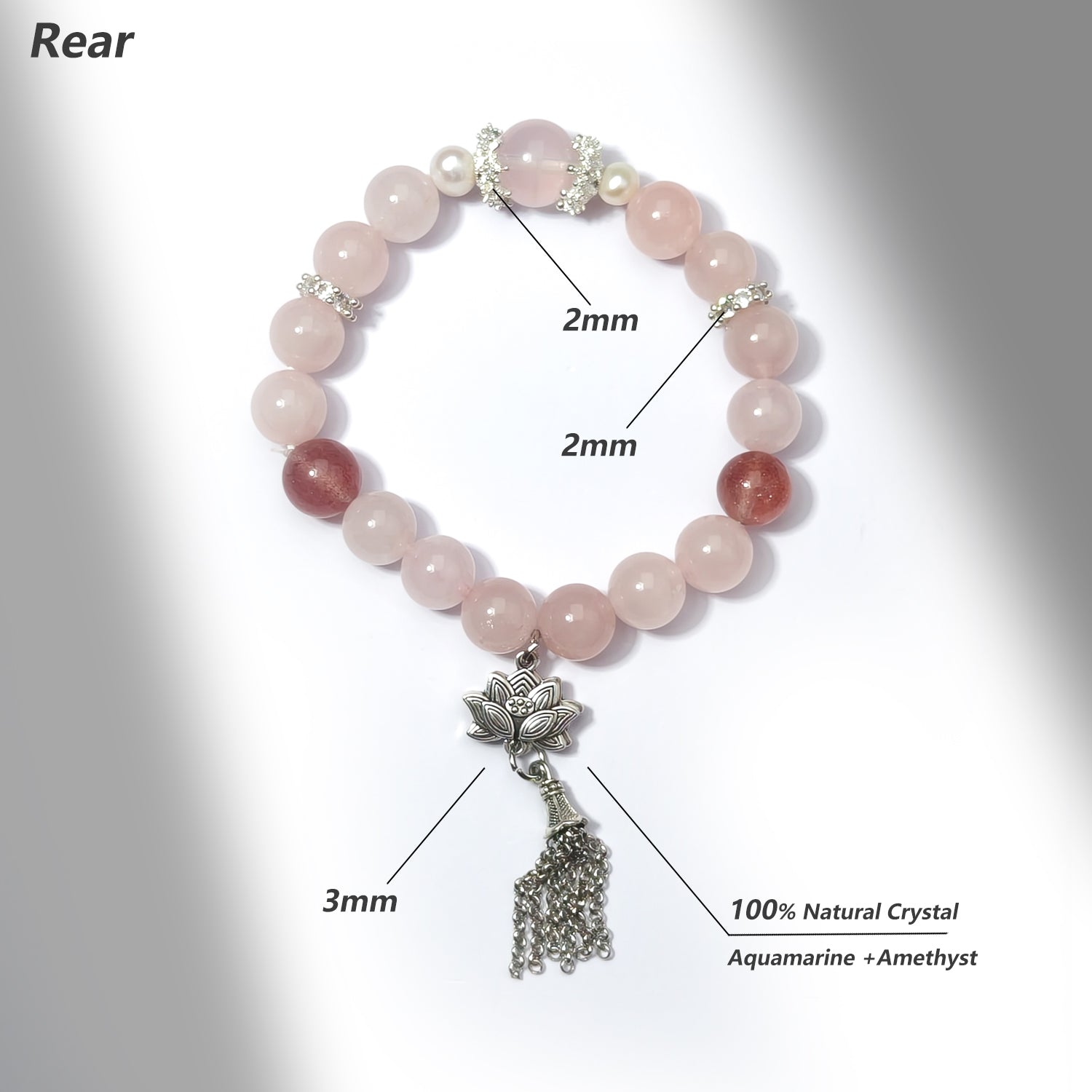 JOXOZP 10mm Natural Strawberry Quartz + Rose Quartz Healing Bracelet - Double Love Crystal Energy - Valentine's Present, Soulmate Connection Jewelry