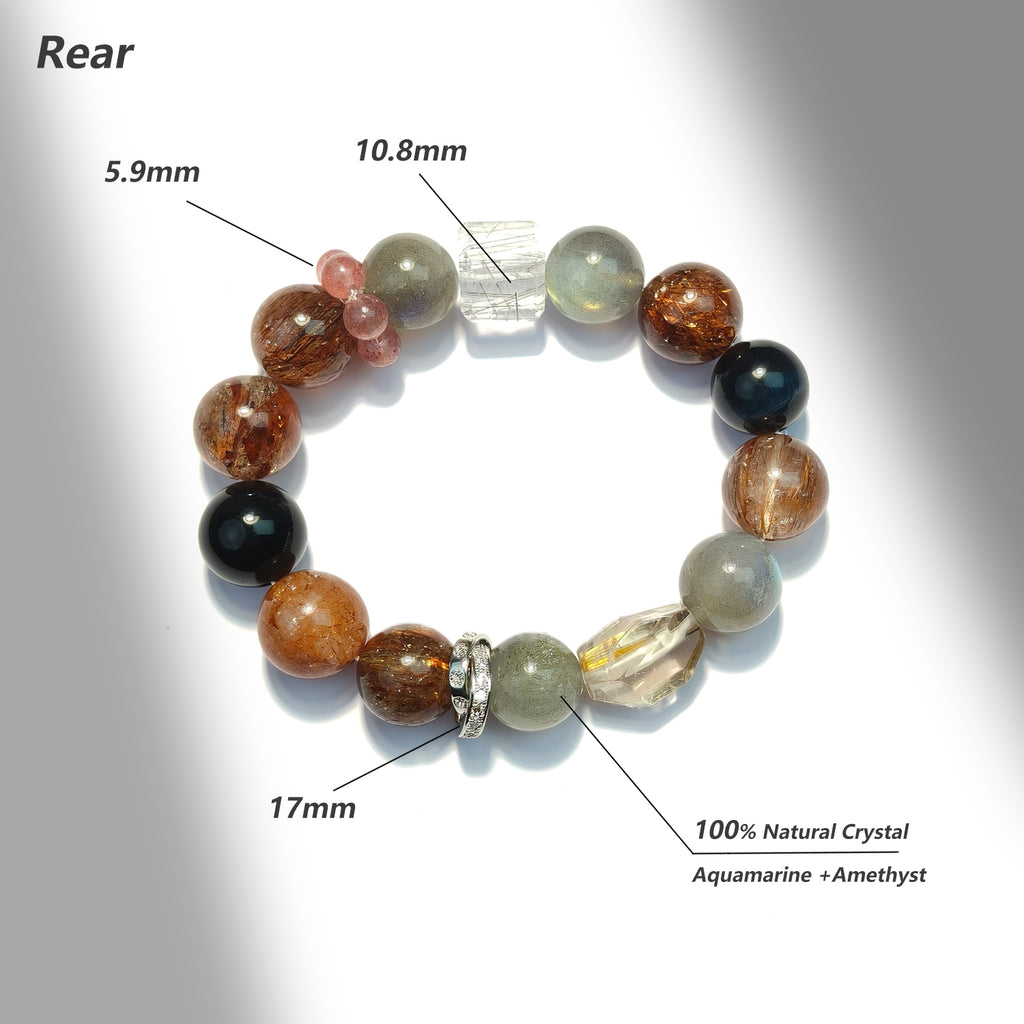 JOXOZP 100% Natural Blue Tiger Eye with Super Seven &amp; Moonstone Healing Crystal Bracelet - Spiritual Growth &amp; Love Energy - Valentine's Day Gift, Birthday Bracelet