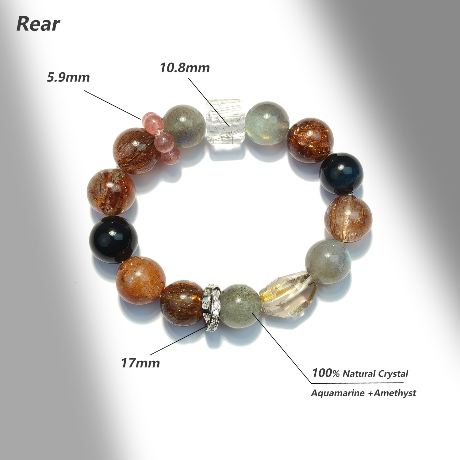 JOXOZP 100% Natural Blue Tiger Eye with Super Seven &amp; Moonstone Healing Crystal Bracelet - Spiritual Growth &amp; Love Energy - Valentine's Day Gift, Birthday Bracelet