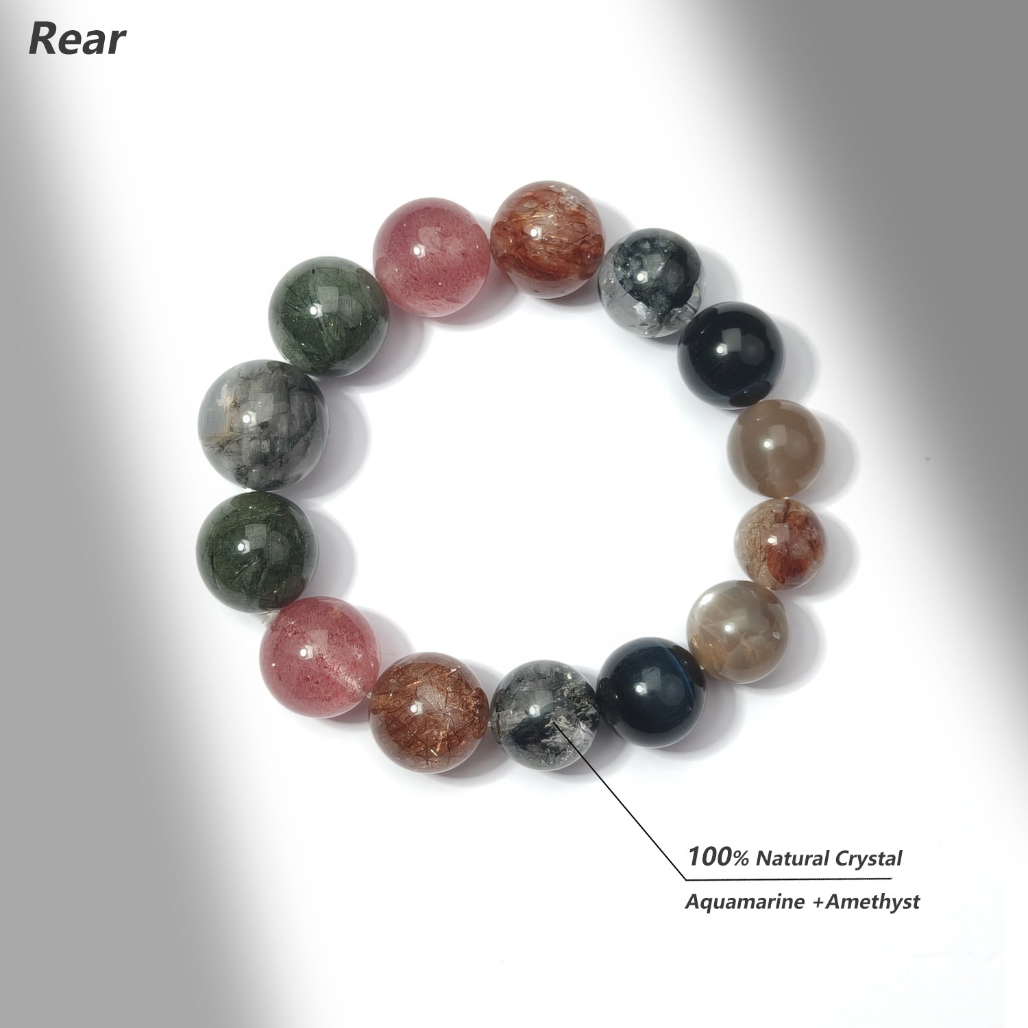JOXOZP 14mm Natural Strawberry Quartz + Green Rutilated Quartz Healing Stone Bracelet - Crystal for Self-Love & Prosperity - Valentine's Day Gift, Feminine Energy Bracelet
